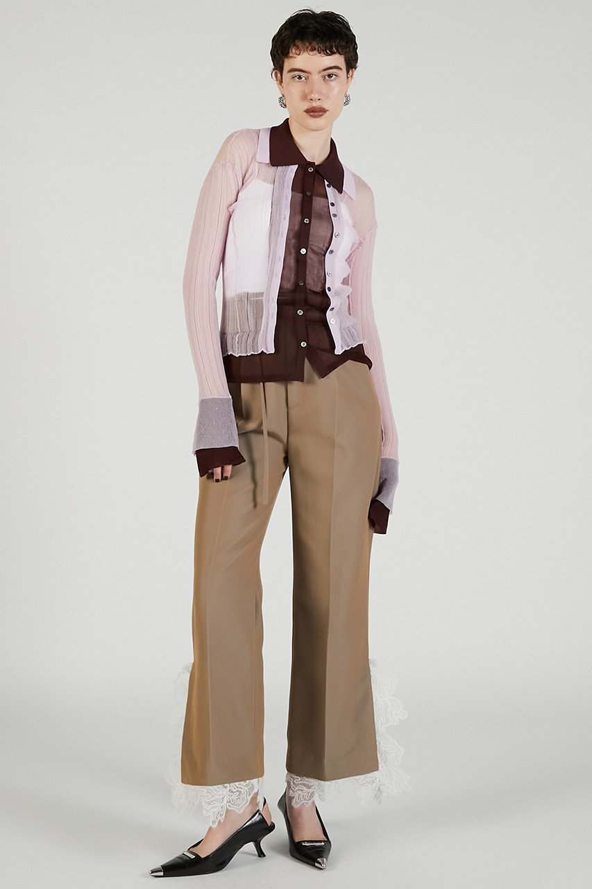 【プランク プロジェクト/PRANK PROJECT】のレイヤードシアーリブスリムニットシャツ / Layered Sheer Ribbed Slim Knit Shirt 大人の最旬トレンドファッション＆コーディネート founy(ファウニー) 　ファッション　Fashion　レディースファッション　Fashion for Women　トップス・カットソー　Cut & Sew Tops　ニット　Knit Tops & Sweaters　カーディガン・羽織り　Layered Style Cardigans　シャツ・ブラウス・オフィスカジュアル　Elegant Blouses & Button-Ups　ロングTシャツ・Tシャツ　Longline T-Shirts & Tees　カーディガン　Cardigan, Knitwear　シアー　Sheer, See-Through　ボトム　Bottoms, Lower Wear　other-7|ID: prp329100004884994 ipo3291000000036508349