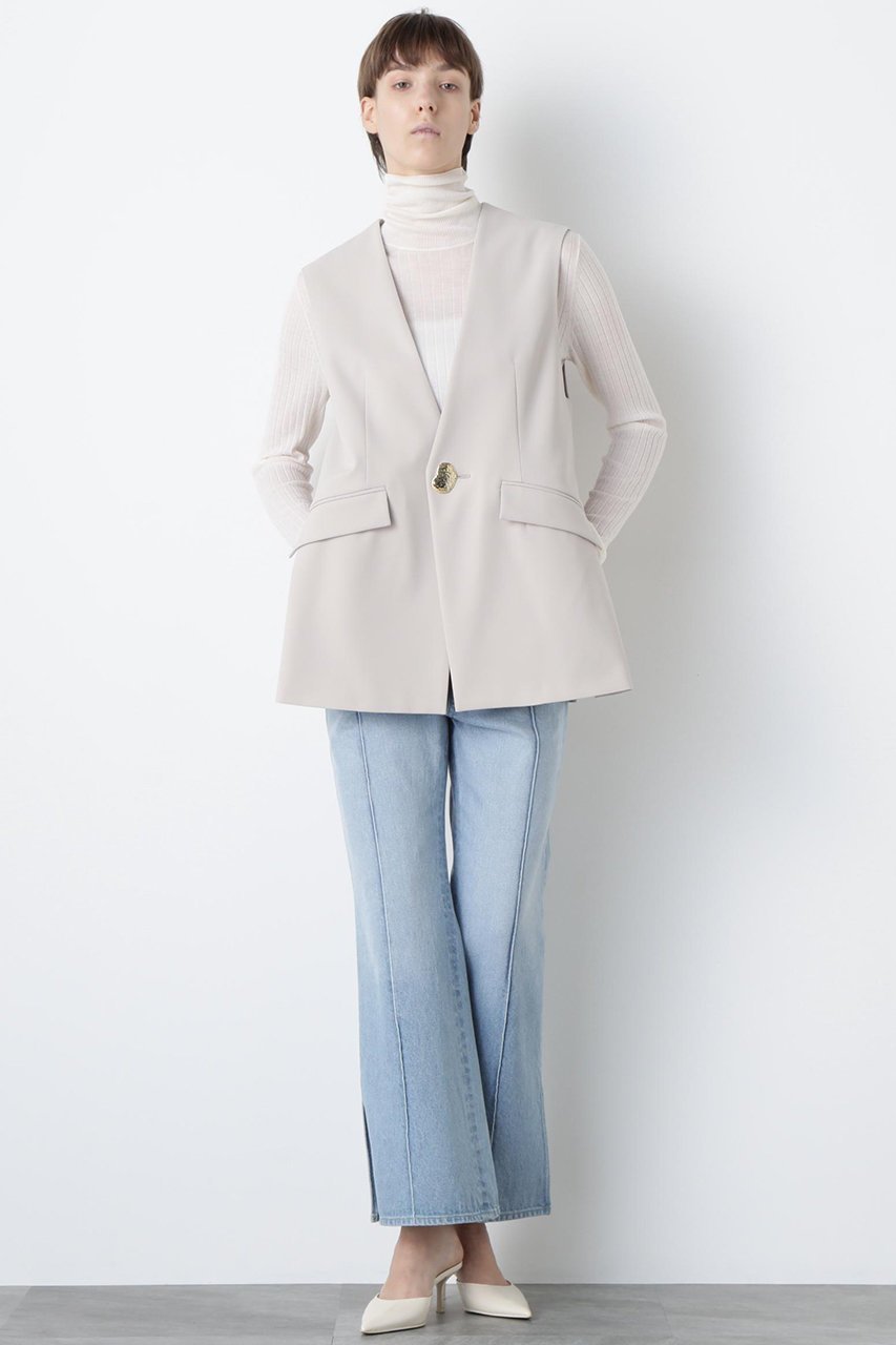 【ヒューエルミュージアム/hueLe Museum】の【STUMBLY】Metal Button Gilet 人気、トレンドファッション・服の通販 founy(ファニー) 　ファッション　Fashion　レディースファッション　Fashion for Women　アウター　Coat / Outerwear Collection　レディースジャケット・軽アウター　Jackets　おすすめ　Recommended / Our Picks　コンパクト　Compact, Small Size　ジャケット　Jacket, Outerwear　ストレッチ　Stretch, Stretchy Fabric　スリット　Slit, Slit Detail　セットアップ　Set-Up, Coordinated Outfit　ドレープ　Drape, Draping Fabric　フロント　Front, Front Design　ベスト　Vest, Waistcoat　メタル　Metal, Metal Parts　other-3|ID: prp329100004885007 ipo3291000000036465767