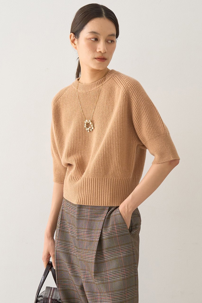 【デザイン ワークス/DESIGN WORKS】のウールカシミヤショートスリーブニット 人気、トレンドファッション・服の通販 founy(ファニー) ファッション Fashion レディースファッション Fashion for Women トップス・カットソー Cut & Sew Tops ニット Knit Tops & Sweaters カジュアルプルオーバー・ニットトップス Pullovers & Knit Tops / Casual Pullovers おすすめ Recommended / Our Picks コンパクト Compact, Small Size バランス Balance, Style Balance フェミニン Feminine, Girly ボトム Bottoms, Lower Wear A/W・秋冬 Autumn/Winter other-6|ID: prp329100004885099 ipo3291000000036466866