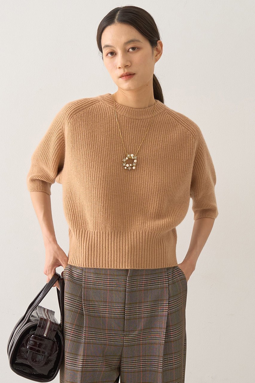 【デザイン ワークス/DESIGN WORKS】のウールカシミヤショートスリーブニット 大人の最旬トレンドファッション＆コーディネート founy(ファウニー) 　ファッション　Fashion　レディースファッション　Fashion for Women　トップス・カットソー　Cut & Sew Tops　ニット　Knit Tops & Sweaters　カジュアルプルオーバー・ニットトップス　Pullovers & Knit Tops / Casual Pullovers　おすすめ　Recommended / Our Picks　コンパクト　Compact, Small Size　バランス　Balance, Style Balance　フェミニン　Feminine, Girly　ボトム　Bottoms, Lower Wear　A/W・秋冬　Autumn/Winter　 other-1|ID: prp329100004885099 ipo3291000000036675436