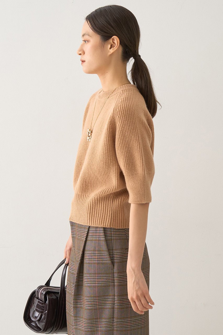 【デザイン ワークス/DESIGN WORKS】のウールカシミヤショートスリーブニット 大人の最旬トレンドファッション＆コーディネート founy(ファウニー) 　ファッション　Fashion　レディースファッション　Fashion for Women　トップス・カットソー　Cut & Sew Tops　ニット　Knit Tops & Sweaters　カジュアルプルオーバー・ニットトップス　Pullovers & Knit Tops / Casual Pullovers　おすすめ　Recommended / Our Picks　コンパクト　Compact, Small Size　バランス　Balance, Style Balance　フェミニン　Feminine, Girly　ボトム　Bottoms, Lower Wear　A/W・秋冬　Autumn/Winter　other-2|ID: prp329100004885099 ipo3291000000036675438