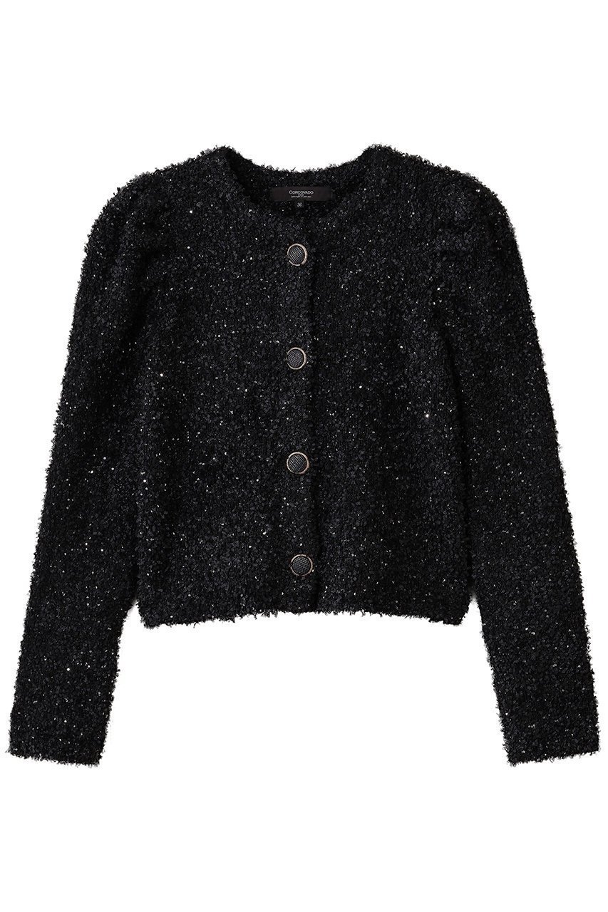 【コルコバード/CORCOVADO】のファンシーヤーンカーディガン インテリア・キッズ・メンズ・レディースファッション・服の通販 founy(ファウニー) 　ファッション　Fashion　レディースファッション　Fashion for Women　トップス・カットソー　Cut & Sew Tops　ニット　Knit Tops & Sweaters　カーディガン・羽織り　Layered Style Cardigans　カーディガン　Cardigan, Knitwear　スパンコール　Sequins, Sequin Embellishment　パーティ　Party, Party Style　ラグジュアリー　Luxury, Elegant　ブラック|ID: prp329100004885113 ipo3291000000036957112