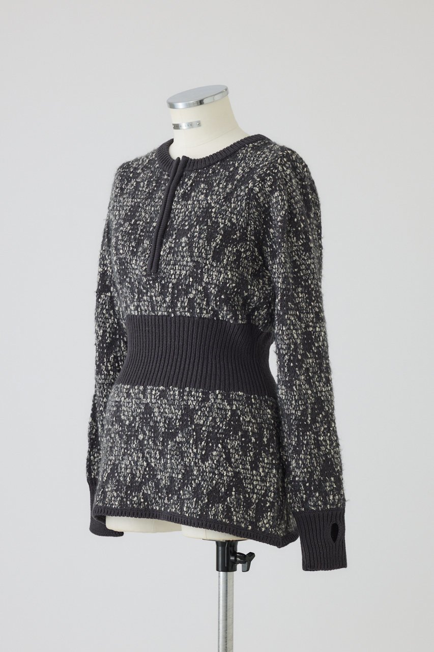 【リムアーク/RIM.ARK】のWaist switching knit tops/ニット 人気、トレンドファッション・服の通販 founy(ファニー) 　ファッション　Fashion　レディースファッション　Fashion for Women　トップス・カットソー　Cut & Sew Tops　ニット　Knit Tops & Sweaters　カジュアルプルオーバー・ニットトップス　Pullovers & Knit Tops / Casual Pullovers　ジャカード／ジャガード　Jacquard, Woven Pattern　フロント　Front, Front Design　other-2|ID: prp329100004885115 ipo3291000000036466989