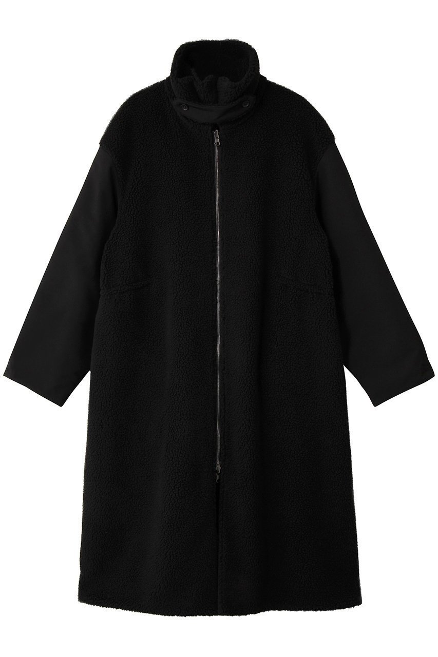 【ヴァシュモン/VACHEMENT】のリサイクルシェルタフタ×ボア ロングコート インテリア・キッズ・メンズ・レディースファッション・服の通販 founy(ファニー) 　ファッション　Fashion　レディースファッション　Fashion for Women　アウター　Coat / Outerwear Collection　コート・ロングコート・ピーコート　Long Coats, Peacoats & More　エレガント 上品　Elegant　タフタ　Taffeta, Structured Fabric　ドッキング　Docking, Mixed Material　ミリタリー　Military, Army Style　ロング　Long, Long-Length　定番　Standard, Basic Item　ブラック|ID: prp329100004885128 ipo3291000000036467192