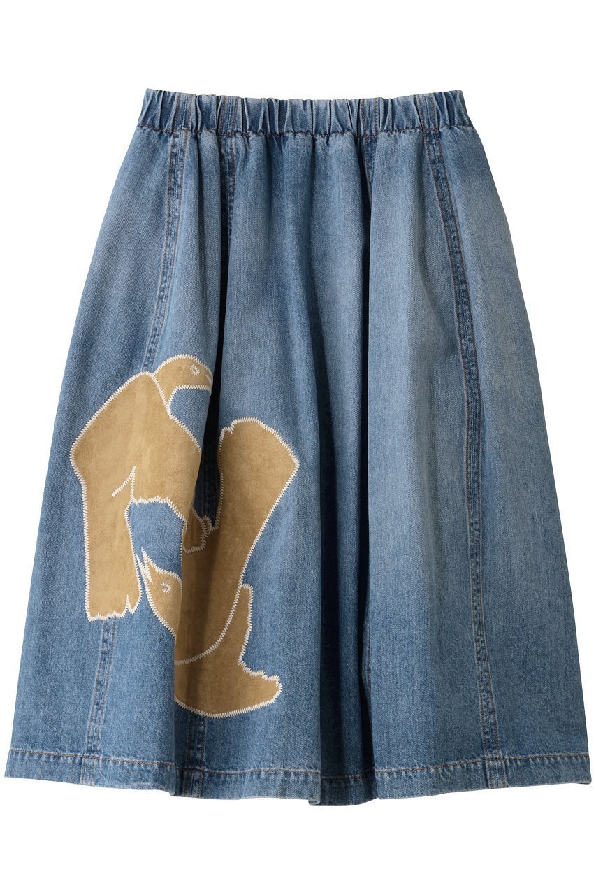 【マルニ/MARNI】のバードパッチワークデニムギャザースカート 人気、トレンドファッション・服の通販 founy(ファニー) 　ファッション　Fashion　レディースファッション　Fashion for Women　スカート　Skirts　ギャザー　Gathered, Ruffled　シンプル　Simple, Minimal　デニム　Denim, Jeans Material　パッチワーク　Patchwork, Mixed Fabric　 other-1|ID: prp329100004885209 ipo3291000000036468359