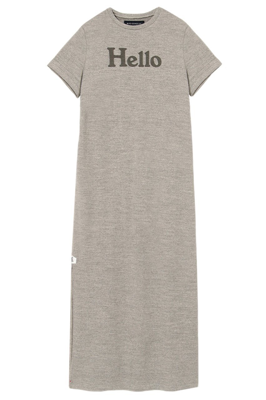 【マディソンブルー/MADISONBLUE】のHELLO S/S OP SWEAT HELLOスウェットワンピース 人気、トレンドファッション・服の通販 founy(ファニー) 　ファッション　Fashion　レディースファッション　Fashion for Women　ワンピース　Dresses　チュニック　Tunic Tops & Dresses　スウェット / スエット　Sweatshirt, Sweatwear　スリット　Slit, Slit Detail　チュニック　Tunic, Long Top　プリント　Print, Printed Pattern　リラックス　Relax, Relaxed Fit　ロング　Long, Long-Length　半袖　Short Sleeve, Half Sleeve　夏　Summer　S/S・春夏　SS, Spring/Summer, Warm Season　 other-1|ID: prp329100004885285 ipo3291000000036469423