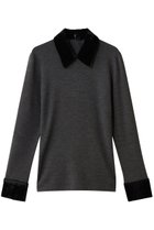 【クラネ/CLANE】のVELOR COLLAR KNIT TOPS 人気、トレンドファッション・服の通販 founy(ファニー) ファッション Fashion レディースファッション Fashion for Women トップス・カットソー Cut & Sew Tops ニット Knit Tops & Sweaters カジュアルプルオーバー・ニットトップス Pullovers & Knit Tops / Casual Pullovers シンプル Simple, Minimal ベロア Velour, Soft Velvet thumbnail GRAY|ID: prp329100004885294 ipo3291000000036469515