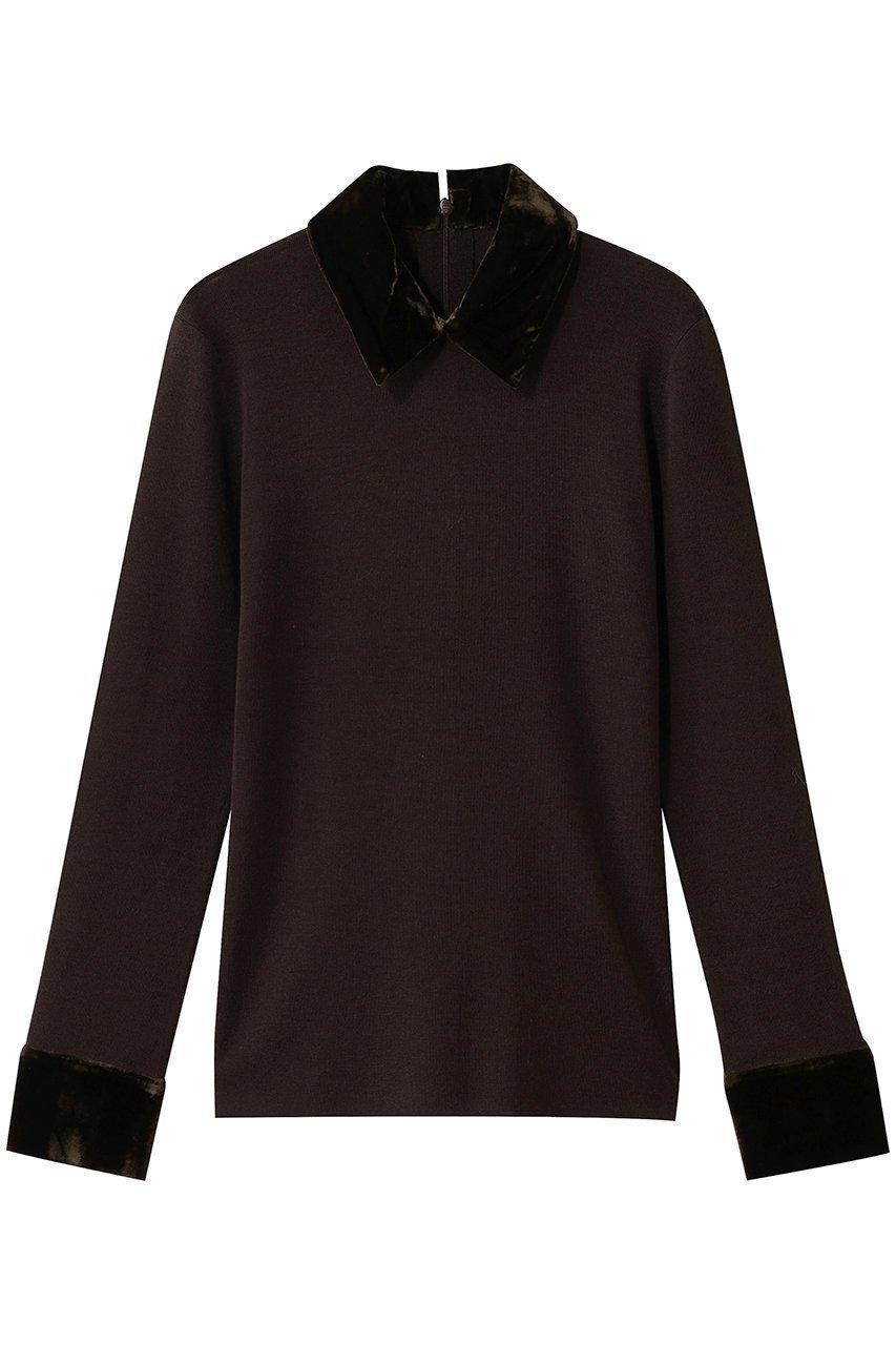 【クラネ/CLANE】のVELOR COLLAR KNIT TOPS 大人の最旬トレンドファッション＆コーディネート founy(ファウニー) 　ファッション　Fashion　レディースファッション　Fashion for Women　トップス・カットソー　Cut & Sew Tops　ニット　Knit Tops & Sweaters　カジュアルプルオーバー・ニットトップス　Pullovers & Knit Tops / Casual Pullovers　シンプル　Simple, Minimal　ベロア　Velour, Soft Velvet　 other-1|ID: prp329100004885294 ipo3291000000036742571