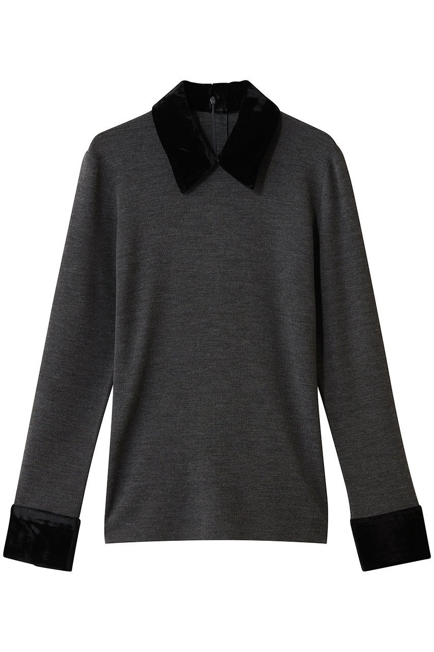 【クラネ/CLANE】のVELOR COLLAR KNIT TOPS インテリア・キッズ・メンズ・レディースファッション・服の通販 founy(ファウニー) 　ファッション　Fashion　レディースファッション　Fashion for Women　トップス・カットソー　Cut & Sew Tops　ニット　Knit Tops & Sweaters　カジュアルプルオーバー・ニットトップス　Pullovers & Knit Tops / Casual Pullovers　シンプル　Simple, Minimal　ベロア　Velour, Soft Velvet　GRAY|ID: prp329100004885294 ipo3291000000036742573