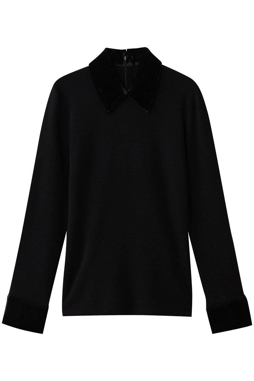 【クラネ/CLANE】のVELOR COLLAR KNIT TOPS インテリア・キッズ・メンズ・レディースファッション・服の通販 founy(ファウニー) 　ファッション　Fashion　レディースファッション　Fashion for Women　トップス・カットソー　Cut & Sew Tops　ニット　Knit Tops & Sweaters　カジュアルプルオーバー・ニットトップス　Pullovers & Knit Tops / Casual Pullovers　シンプル　Simple, Minimal　ベロア　Velour, Soft Velvet　BLACK|ID: prp329100004885294 ipo3291000000036742574