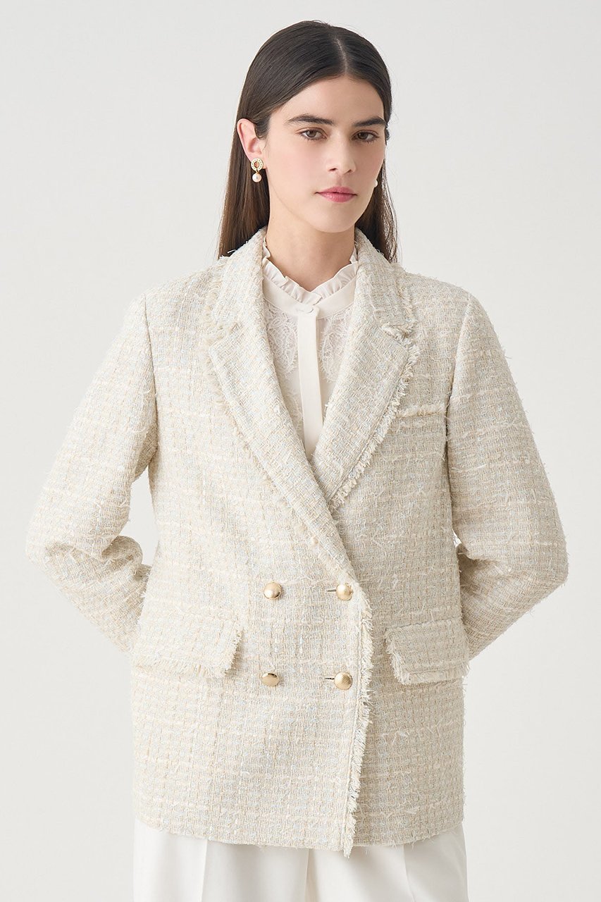 【アナイ/ANAYI】の【Eternal Line 2026】ミックスツイードダブル ジャケット 人気、トレンドファッション・服の通販 founy(ファニー) 　ファッション　Fashion　レディースファッション　Fashion for Women　アウター　Coat / Outerwear Collection　レディースジャケット・軽アウター　Jackets　おすすめ　Recommended / Our Picks　ジャケット　Jacket, Outerwear　セットアップ　Set-Up, Coordinated Outfit　セレモニー　Ceremony　ダブル　Double, Double-Breasted　ツイード　Twill, Twill Weave　バランス　Balance, Style Balance　フロント　Front, Front Design　ミックス　Mix, Mixed Style　エレガント 上品　Elegant　ビジネス 仕事 通勤　Business / Work / Commuting　other-8|ID: prp329100004885300 ipo3291000000036469591