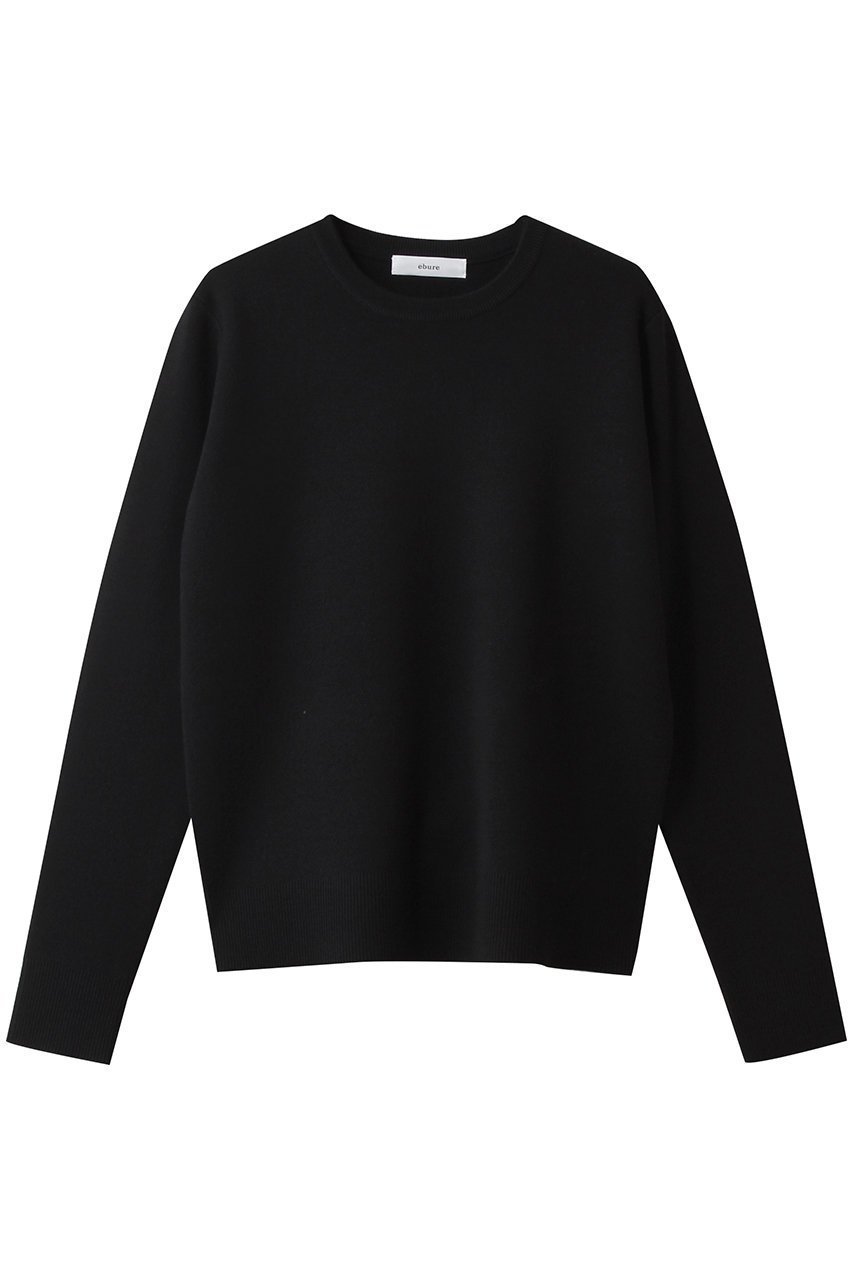 【エブール/ebure】のハイゲージミラノリブ クルーネックニットプルオーバー インテリア・キッズ・メンズ・レディースファッション・服の通販 founy(ファニー) 　ファッション　Fashion　レディースファッション　Fashion for Women　トップス・カットソー　Cut & Sew Tops　ニット　Knit Tops & Sweaters　カジュアルプルオーバー・ニットトップス　Pullovers & Knit Tops / Casual Pullovers　インナー　Innerwear　コンパクト　Compact, Small Size　ジャケット　Jacket, Outerwear　ストレート　Straight, Straight Cut　ミラノリブ　Milano Rib, Milano Stitch　ブラック|ID: prp329100004885345 ipo3291000000036470039