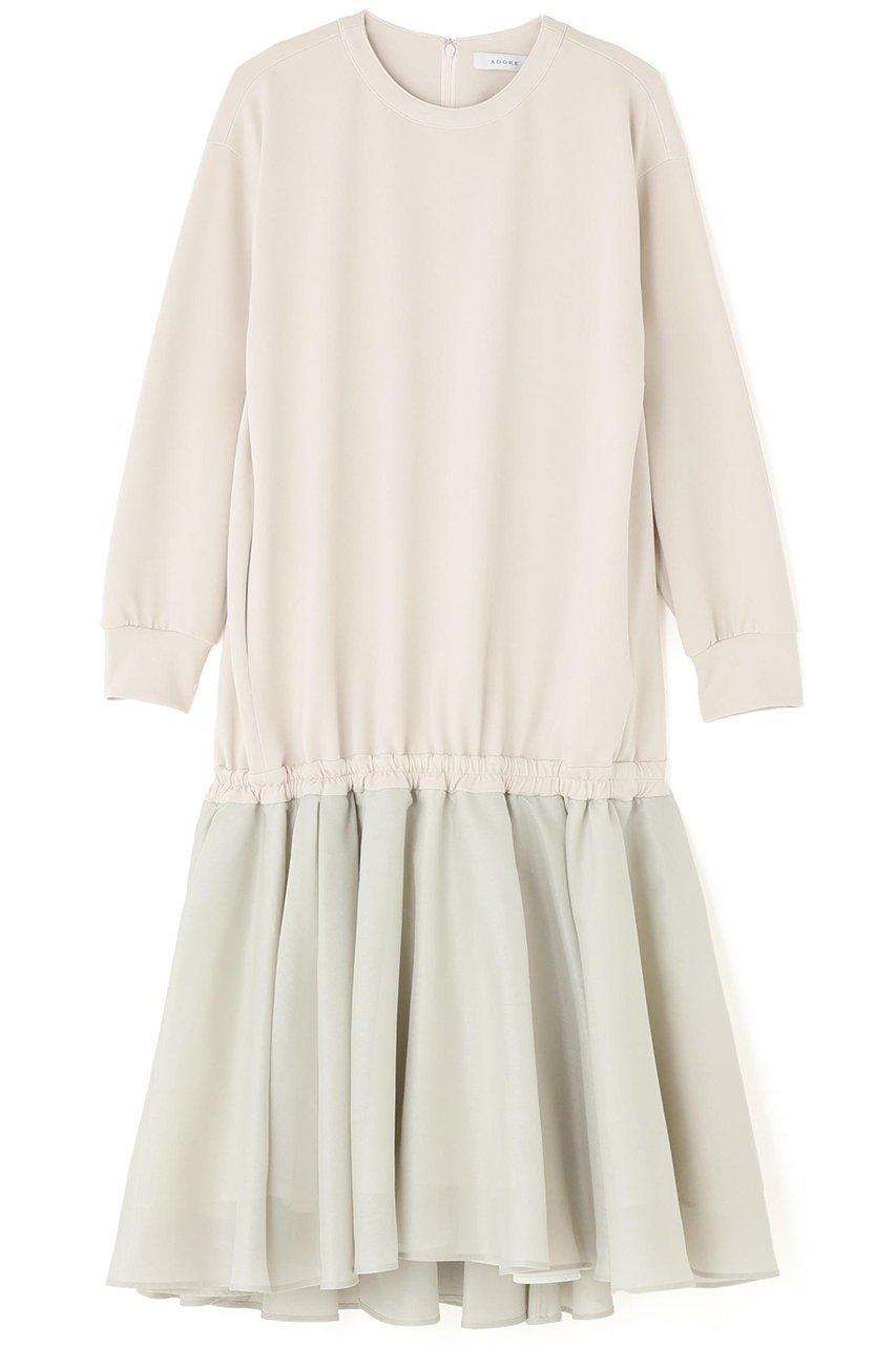 【アドーア/ADORE】のパウダリーダンボールワンピース インテリア・キッズ・メンズ・レディースファッション・服の通販 founy(ファニー) 　ファッション　Fashion　レディースファッション　Fashion for Women　ワンピース　Dresses　チュニック　Tunic Tops & Dresses　オーガンジー　Organza Fabric　カットソー　Cut and Sewn Top　コンパクト　Compact, Small Size　シアー　Sheer, See-Through　チュニック　Tunic, Long Top　トレーナー　Sweatshirt, Trainer　ロング　Long, Long-Length　ベージュ|ID: prp329100004885347 ipo3291000000036470059