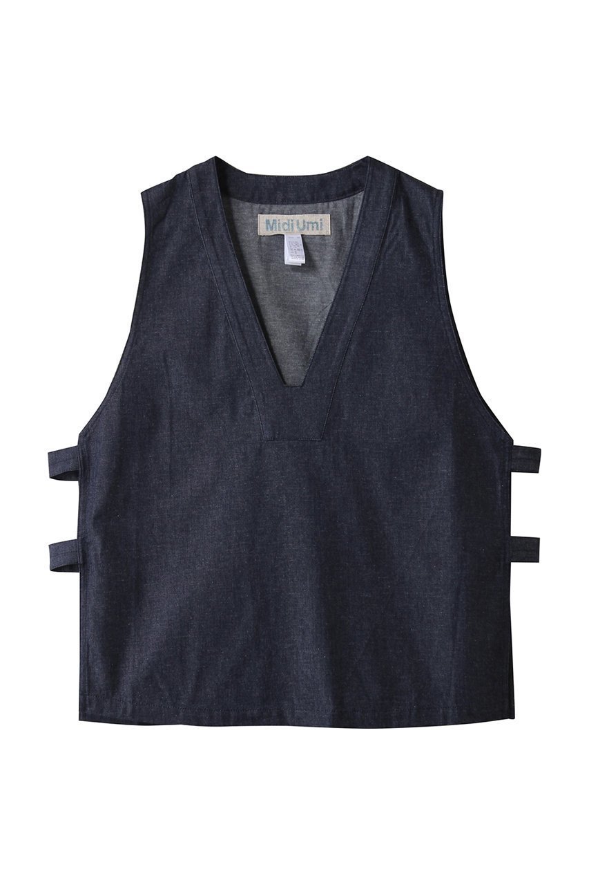 【ミディウミ/MidiUmi】のdenim side strap vest ベスト インテリア・キッズ・メンズ・レディースファッション・服の通販 founy(ファウニー) 　ファッション　Fashion　レディースファッション　Fashion for Women　アウター　Coat / Outerwear Collection　レディースジャケット・軽アウター　Jackets　カットソー　Cut and Sewn Top　ジャケット　Jacket, Outerwear　デニム　Denim, Jeans Material　トレンド　Trend, Trending Now　ベスト　Vest, Waistcoat　ラップ　Wrap, Wrap Design　navy|ID: prp329100004885442 ipo3291000000036950144