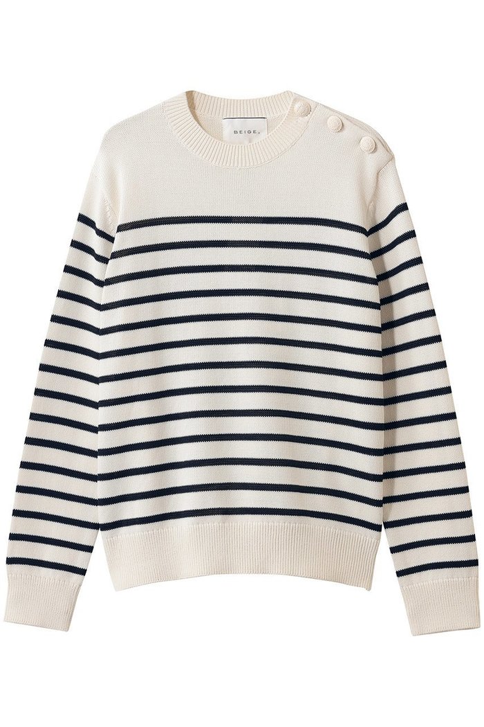 【ベイジ,/BEIGE,】のHELIODOR(ヘリオドール)/レーヨンボーダーマリンボタンニット インテリア・キッズ・メンズ・レディースファッション・服の通販 founy(ファニー) https://founy.com/ ファッション Fashion レディースファッション Fashion for Women トップス・カットソー Cut & Sew Tops ニット Knit Tops & Sweaters カジュアルプルオーバー・ニットトップス Pullovers & Knit Tops / Casual Pullovers スリーブ Sleeve, Long Sleeve / Short Sleeve ロング Long, Long-Length |ID: prp329100004885444 ipo3291000000036471051