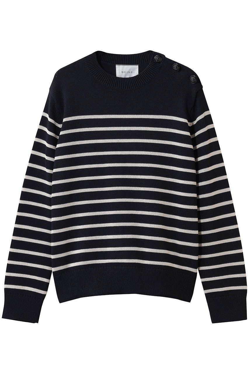 【ベイジ,/BEIGE,】のHELIODOR(ヘリオドール)/レーヨンボーダーマリンボタンニット インテリア・キッズ・メンズ・レディースファッション・服の通販 founy(ファニー) ファッション Fashion レディースファッション Fashion for Women トップス・カットソー Cut & Sew Tops ニット Knit Tops & Sweaters カジュアルプルオーバー・ニットトップス Pullovers & Knit Tops / Casual Pullovers スリーブ Sleeve, Long Sleeve / Short Sleeve ロング Long, Long-Length Navy × Ecru|ID: prp329100004885444 ipo3291000000036471055