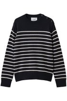 【ベイジ,/BEIGE,】のHELIODOR(ヘリオドール)/レーヨンボーダーマリンボタンニット Navy × Ecru|ID: prp329100004885444 ipo3291000000036679745