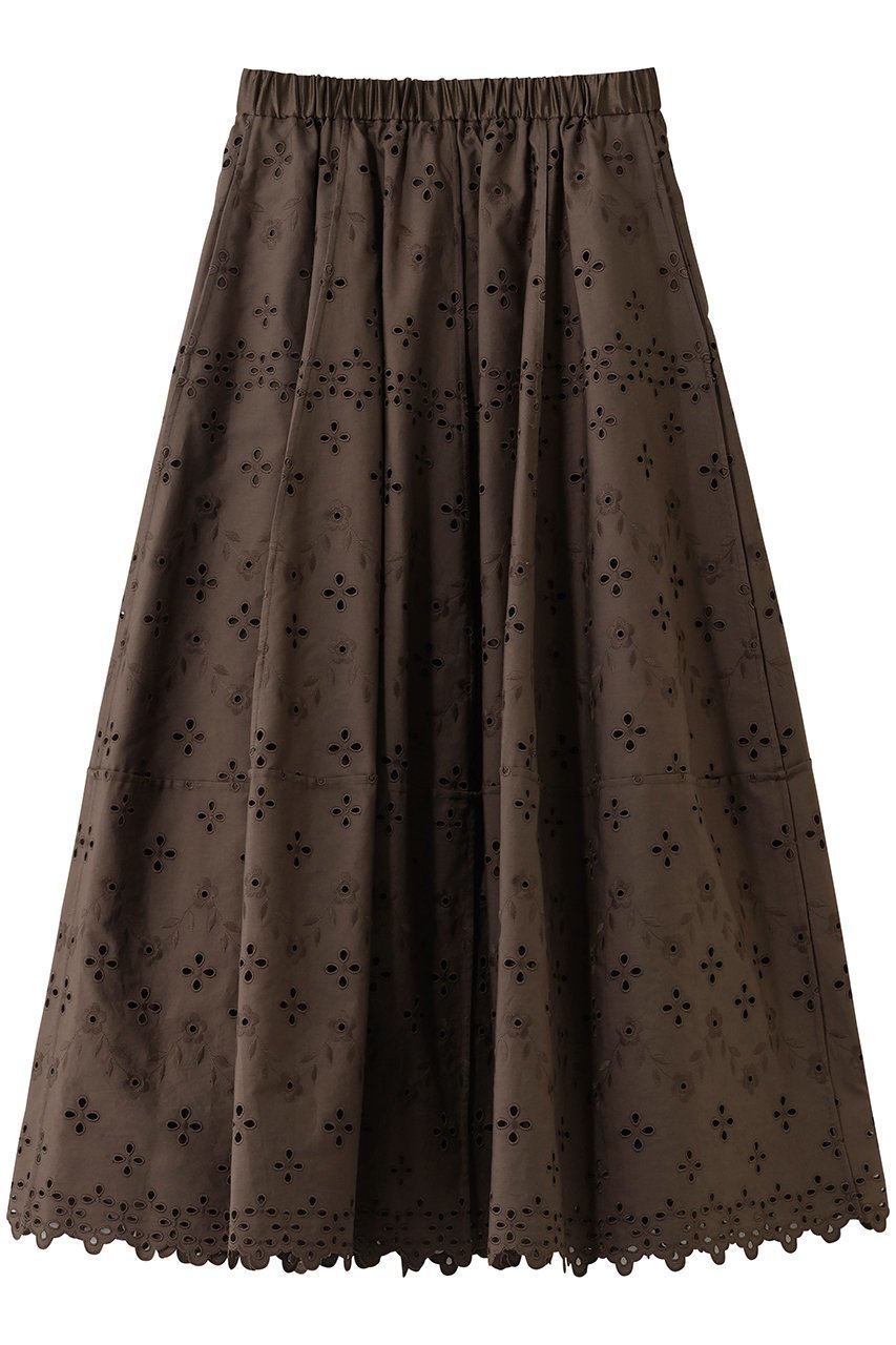 【ブラミンク/BLAMINK】のエンブロイダリーゴアードスカート インテリア・キッズ・メンズ・レディースファッション・服の通販 founy(ファニー) 　ファッション　Fashion　レディースファッション　Fashion for Women　スカート　Skirts　パーティ　Party, Party Style　フレア　Flare, Flared　夏　Summer　ダークブラウン|ID: prp329100004885487 ipo3291000000036471502