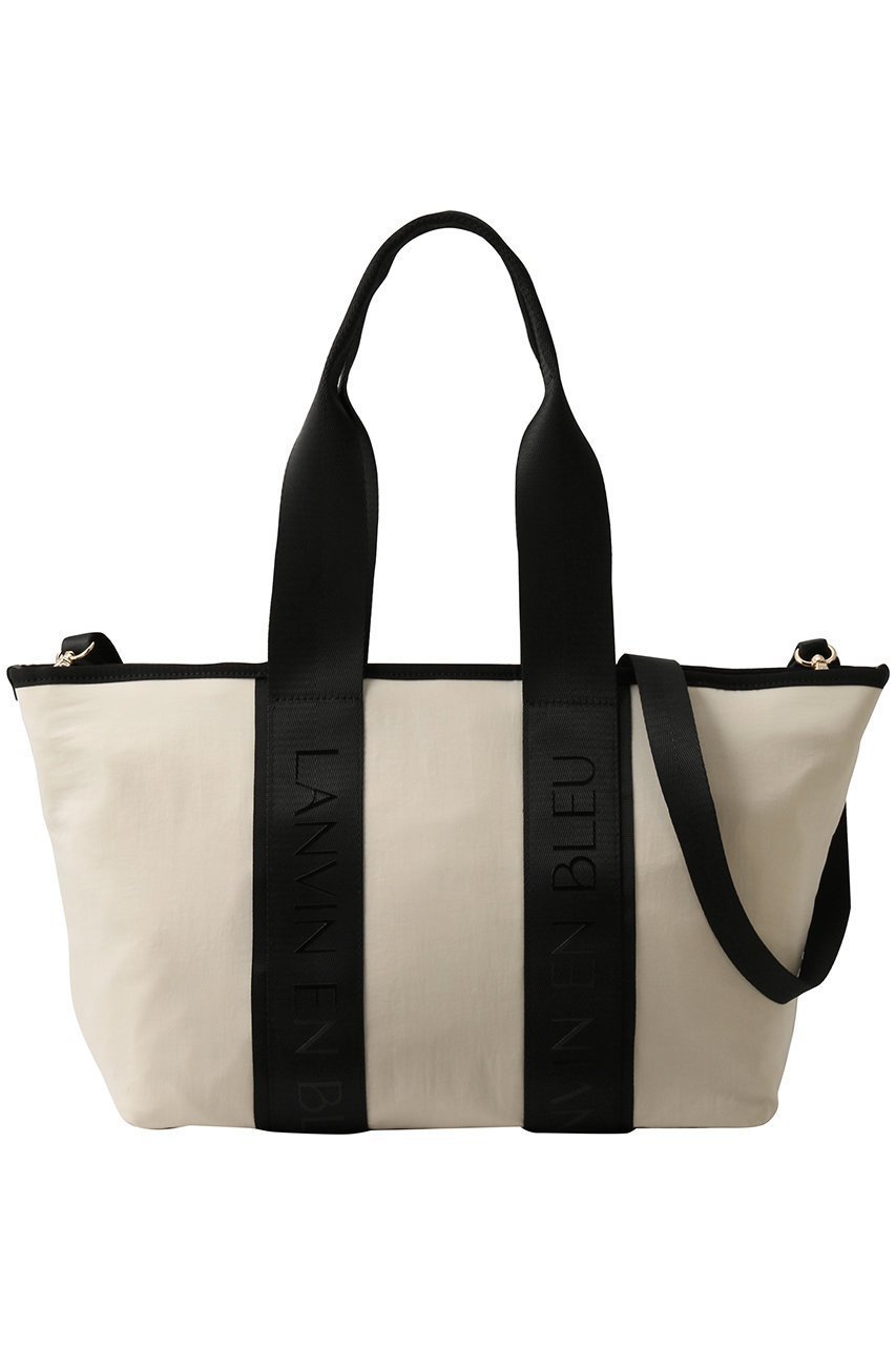 【ランバン オン ブルー/LANVIN en Bleu】のロゴテープワイドトートバッグ インテリア・キッズ・メンズ・レディースファッション・服の通販 founy(ファニー) 　ファッション　Fashion　レディースファッション　Fashion for Women　バッグ　Bags　おすすめ　Recommended / Our Picks　ショルダー　Shoulder, Shoulder Strap　シンプル　Simple, Minimal　ジップ　Zip, Zipper　ワイド　Wide, Wide Fit　エレガント 上品　Elegant　ビジネス 仕事 通勤　Business / Work / Commuting　ベージュ|ID: prp329100004885508 ipo3291000000036471756