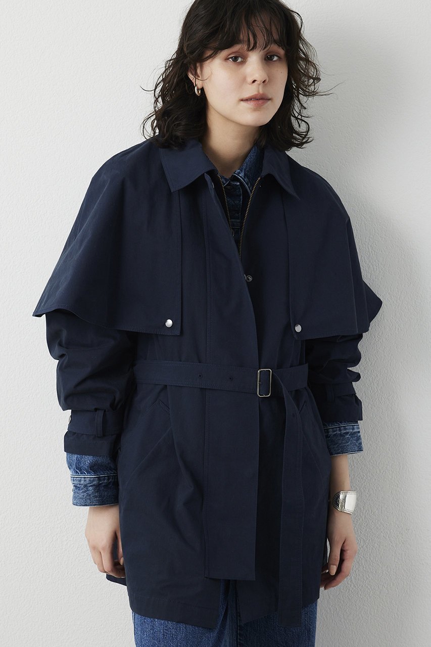 【ウィムガゼット/Whim Gazette】の【THE PAUSE】ケープコート インテリア・キッズ・メンズ・レディースファッション・服の通販 founy(ファニー) 　ファッション　Fashion　レディースファッション　Fashion for Women　アウター　Coat / Outerwear Collection　コート・ロングコート・ピーコート　Long Coats, Peacoats & More　ショート　Short, Short Length　スタイリッシュ　Stylish, Fashionable　ピーチ　Peach, Soft Touch　フレア　Flare, Flared　ミドル　Middle Length, Mid Height　ヴィンテージ　Vintage Style　エレガント 上品　Elegant　ネイビー|ID: prp329100004885515 ipo3291000000036471805
