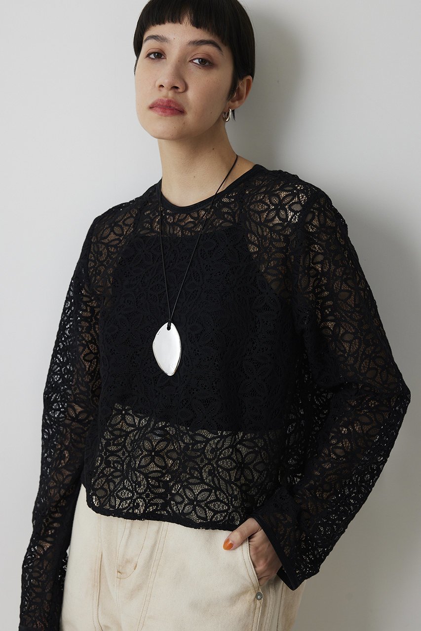 【ウィムガゼット/Whim Gazette】の【THE PAUSE】ボタニカルレースブラウス インテリア・キッズ・メンズ・レディースファッション・服の通販 founy(ファニー) 　ファッション　Fashion　レディースファッション　Fashion for Women　トップス・カットソー　Cut & Sew Tops　シャツ・ブラウス・オフィスカジュアル　Elegant Blouses & Button-Ups　おすすめ　Recommended / Our Picks　スリーブ　Sleeve, Long Sleeve / Short Sleeve　バランス　Balance, Style Balance　ボタニカル　Botanical, Floral Pattern　レース　Lace, Lace Fabric　ロング　Long, Long-Length　エレガント 上品　Elegant　ブラック|ID: prp329100004885517 ipo3291000000036471825