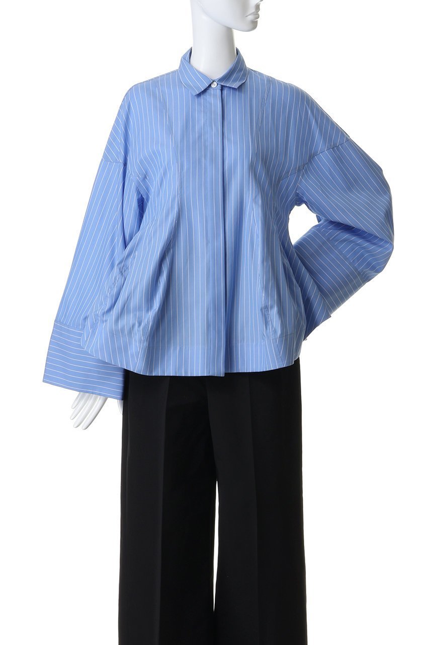 【エンフォルド/ENFOLD】のLUFFA FORM SHIRT 人気、トレンドファッション・服の通販 founy(ファニー) 　ファッション　Fashion　レディースファッション　Fashion for Women　トップス・カットソー　Cut & Sew Tops　シャツ・ブラウス・オフィスカジュアル　Elegant Blouses & Button-Ups　サテン　Satin, Glossy Fabric　シェイプ　Shape, Slim Fit　ストライプ　Stripe, Striped Pattern　スリーブ　Sleeve, Long Sleeve / Short Sleeve　ドレープ　Drape, Draping Fabric　バランス　Balance, Style Balance　バルーン　Balloon, Balloon Silhouette　フレア　Flare, Flared　ベスト　Vest, Waistcoat　ロング　Long, Long-Length　エレガント 上品　Elegant　other-2|ID: prp329100004885524 ipo3291000000036471904