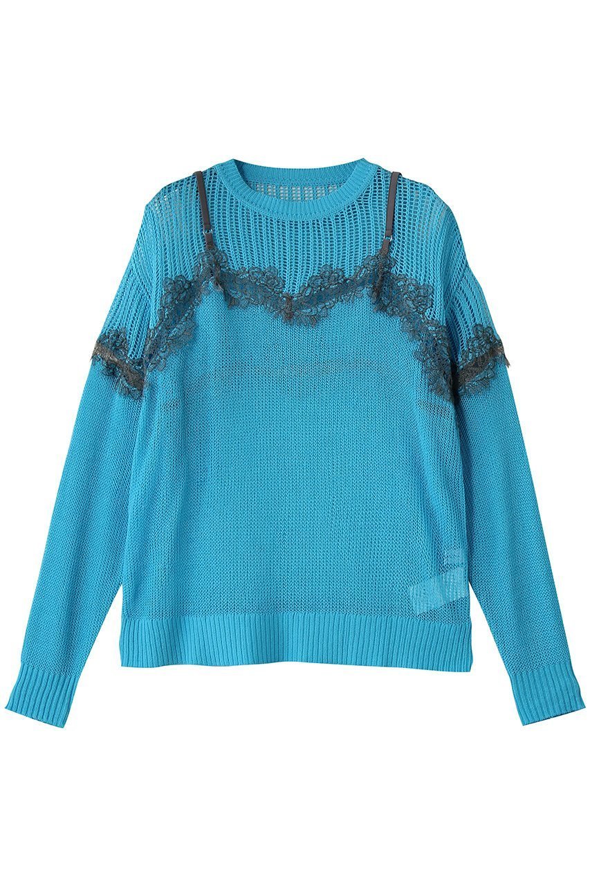 【メゾンスペシャル/MAISON SPECIAL】のLace-Combi Mesh Knit Pullover/レースコンビニットプルオーバー インテリア・キッズ・メンズ・レディースファッション・服の通販 founy(ファニー) 　ファッション　Fashion　レディースファッション　Fashion for Women　トップス・カットソー　Cut & Sew Tops　ニット　Knit Tops & Sweaters　カジュアルプルオーバー・ニットトップス　Pullovers & Knit Tops / Casual Pullovers　インナー　Innerwear　ドッキング　Docking, Mixed Material　ビスチェ　Bustier, Corset Top　ラップ　Wrap, Wrap Design　レース　Lace, Lace Fabric　BLU(ブルー)|ID: prp329100004885530 ipo3291000000036471939