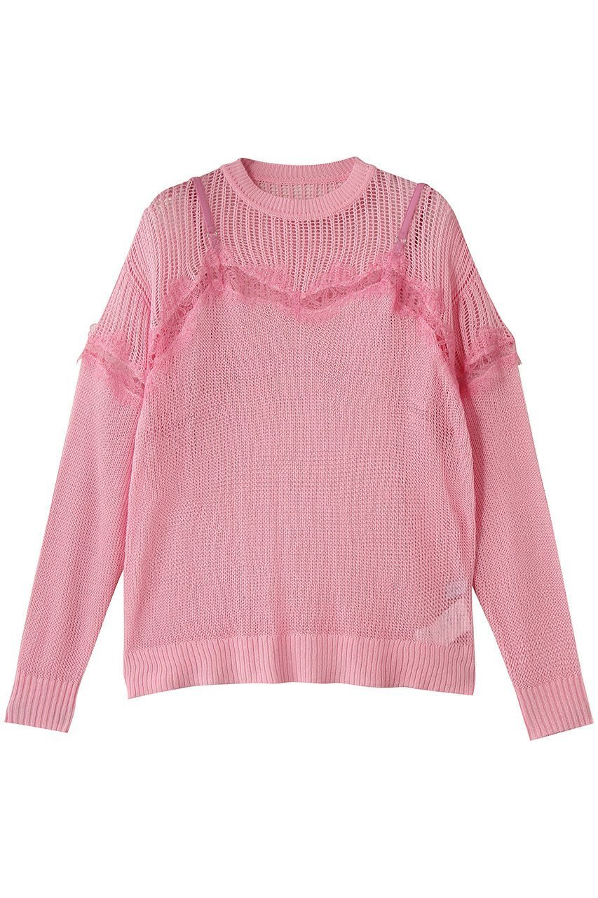 【メゾンスペシャル/MAISON SPECIAL】のLace-Combi Mesh Knit Pullover/レースコンビニットプルオーバー インテリア・キッズ・メンズ・レディースファッション・服の通販 founy(ファニー) 　ファッション　Fashion　レディースファッション　Fashion for Women　トップス・カットソー　Cut & Sew Tops　ニット　Knit Tops & Sweaters　カジュアルプルオーバー・ニットトップス　Pullovers & Knit Tops / Casual Pullovers　インナー　Innerwear　ドッキング　Docking, Mixed Material　ビスチェ　Bustier, Corset Top　ラップ　Wrap, Wrap Design　レース　Lace, Lace Fabric　PNK(ピンク)|ID: prp329100004885530 ipo3291000000036471941