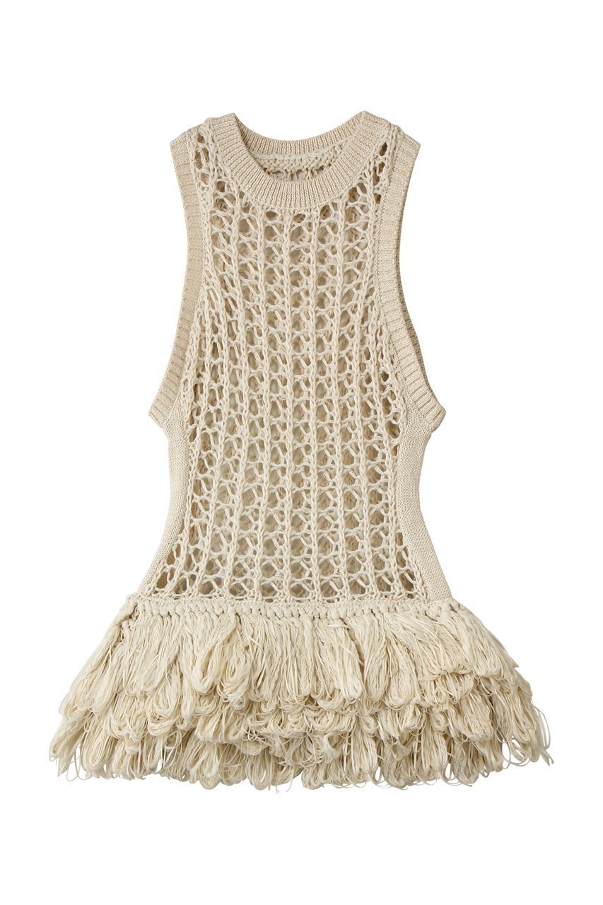 【メゾンスペシャル/MAISON SPECIAL】のFringe Mesh Vest/フリンジメッシュベスト インテリア・キッズ・メンズ・レディースファッション・服の通販 founy(ファニー) 　ファッション　Fashion　レディースファッション　Fashion for Women　アウター　Coat / Outerwear Collection　トップス・カットソー　Cut & Sew Tops　キャミソール&ノースリーブ　Camisoles & Sleeveless Tops　シャツ・ブラウス・オフィスカジュアル　Elegant Blouses & Button-Ups　ベスト&ジレ / 重ね着スタイル　Vests & Gilets　インナー　Innerwear　クロシェ　Crochet, Knitted Lace　シアー　Sheer, See-Through　手編み　Hand-Knitted, Handmade Knit　ノースリーブ　Sleeveless, No-Sleeve　フリンジ　Fringe, Tassel　ベスト　Vest, Waistcoat　メッシュ　Mesh, Net Fabric　おすすめ　Recommended / Our Picks　WHT(ホワイト)|ID: prp329100004885532 ipo3291000000036471964