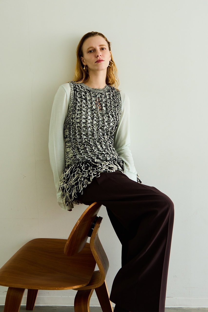 【メゾンスペシャル/MAISON SPECIAL】のFringe Mesh Vest/フリンジメッシュベスト 人気、トレンドファッション・服の通販 founy(ファニー) 　ファッション　Fashion　レディースファッション　Fashion for Women　アウター　Coat / Outerwear Collection　トップス・カットソー　Cut & Sew Tops　キャミソール&ノースリーブ　Camisoles & Sleeveless Tops　シャツ・ブラウス・オフィスカジュアル　Elegant Blouses & Button-Ups　ベスト&ジレ / 重ね着スタイル　Vests & Gilets　インナー　Innerwear　クロシェ　Crochet, Knitted Lace　シアー　Sheer, See-Through　手編み　Hand-Knitted, Handmade Knit　ノースリーブ　Sleeveless, No-Sleeve　フリンジ　Fringe, Tassel　ベスト　Vest, Waistcoat　メッシュ　Mesh, Net Fabric　おすすめ　Recommended / Our Picks　other-6|ID: prp329100004885532 ipo3291000000036471977