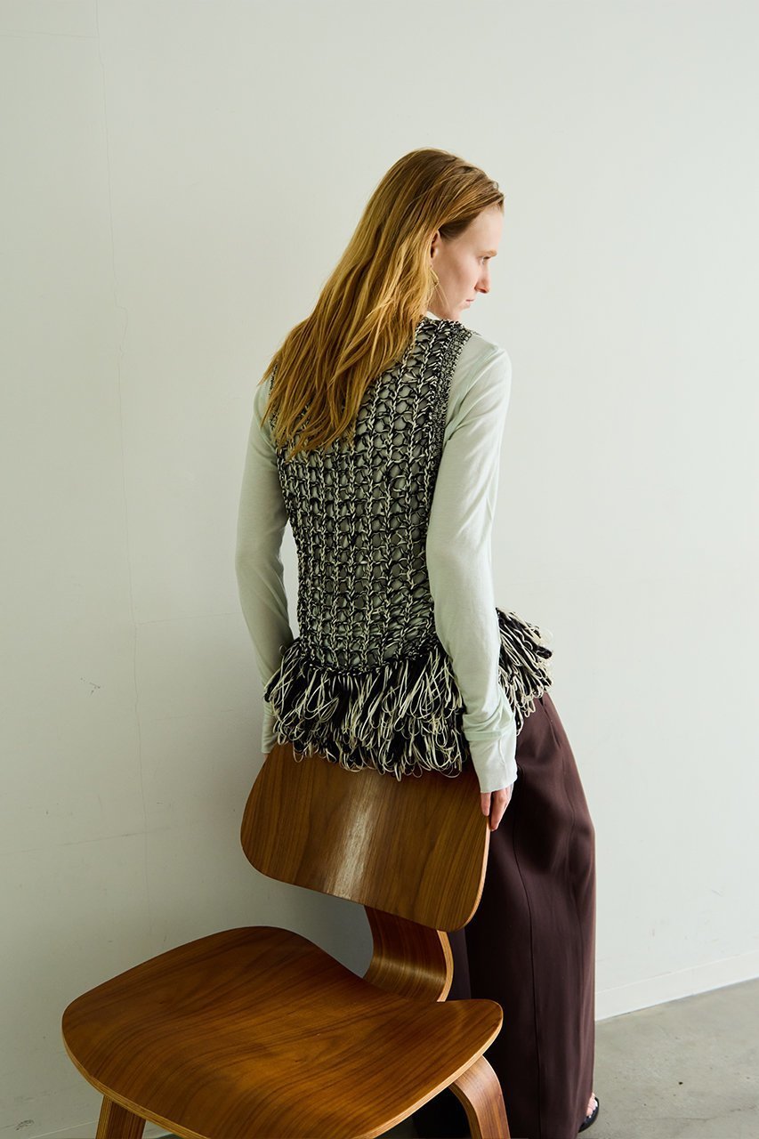 【メゾンスペシャル/MAISON SPECIAL】のFringe Mesh Vest/フリンジメッシュベスト 人気、トレンドファッション・服の通販 founy(ファニー) 　ファッション　Fashion　レディースファッション　Fashion for Women　アウター　Coat / Outerwear Collection　トップス・カットソー　Cut & Sew Tops　キャミソール&ノースリーブ　Camisoles & Sleeveless Tops　シャツ・ブラウス・オフィスカジュアル　Elegant Blouses & Button-Ups　ベスト&ジレ / 重ね着スタイル　Vests & Gilets　インナー　Innerwear　クロシェ　Crochet, Knitted Lace　シアー　Sheer, See-Through　手編み　Hand-Knitted, Handmade Knit　ノースリーブ　Sleeveless, No-Sleeve　フリンジ　Fringe, Tassel　ベスト　Vest, Waistcoat　メッシュ　Mesh, Net Fabric　おすすめ　Recommended / Our Picks　other-7|ID: prp329100004885532 ipo3291000000036471979