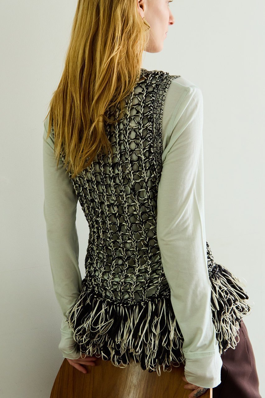 【メゾンスペシャル/MAISON SPECIAL】のFringe Mesh Vest/フリンジメッシュベスト 人気、トレンドファッション・服の通販 founy(ファニー) 　ファッション　Fashion　レディースファッション　Fashion for Women　アウター　Coat / Outerwear Collection　トップス・カットソー　Cut & Sew Tops　キャミソール&ノースリーブ　Camisoles & Sleeveless Tops　シャツ・ブラウス・オフィスカジュアル　Elegant Blouses & Button-Ups　ベスト&ジレ / 重ね着スタイル　Vests & Gilets　インナー　Innerwear　クロシェ　Crochet, Knitted Lace　シアー　Sheer, See-Through　手編み　Hand-Knitted, Handmade Knit　ノースリーブ　Sleeveless, No-Sleeve　フリンジ　Fringe, Tassel　ベスト　Vest, Waistcoat　メッシュ　Mesh, Net Fabric　おすすめ　Recommended / Our Picks　other-8|ID: prp329100004885532 ipo3291000000036471981