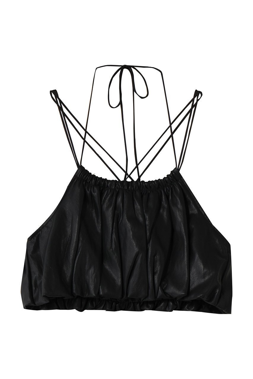 【メゾンスペシャル/MAISON SPECIAL】のGathered Balloon Vegan Leather Bustier/ギャザーバルーンフェイクレザービスチェ 人気、トレンドファッション・服の通販 founy(ファニー) 　ファッション　Fashion　レディースファッション　Fashion for Women　トップス・カットソー　Cut & Sew Tops　キャミソール&ノースリーブ　Camisoles & Sleeveless Tops　シャツ・ブラウス・オフィスカジュアル　Elegant Blouses & Button-Ups　ビスチェ　Bustiers & Corset Tops / Layered Bustier Style　ギャザー　Gathered, Ruffled　サテン　Satin, Glossy Fabric　ノースリーブ　Sleeveless, No-Sleeve　バルーン　Balloon, Balloon Silhouette　ビスチェ　Bustier, Corset Top　ラップ　Wrap, Wrap Design　エレガント 上品　Elegant　 other-1|ID: prp329100004885534 ipo3291000000036471983