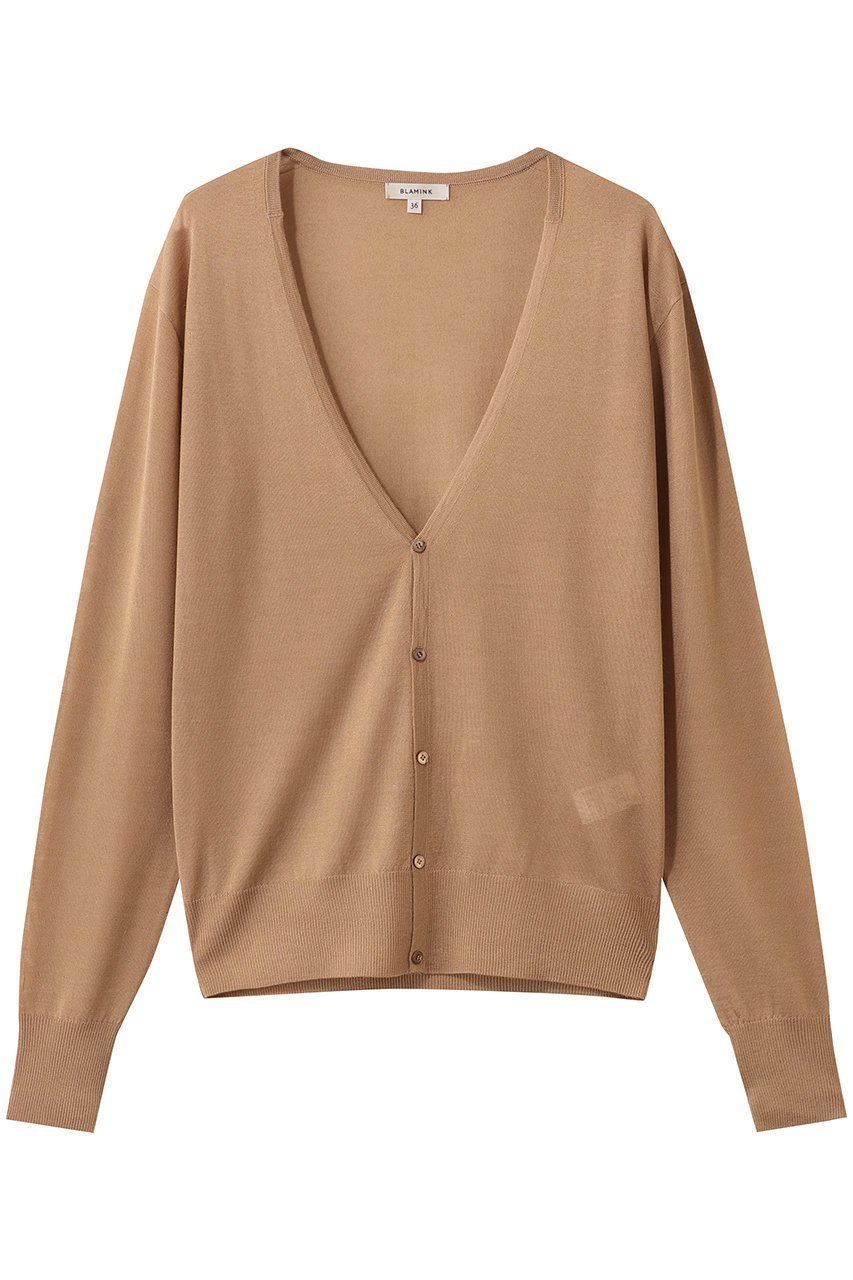 【ブラミンク/BLAMINK】の18GVネックカーディガン インテリア・キッズ・メンズ・レディースファッション・服の通販 founy(ファウニー) 　ファッション　Fashion　レディースファッション　Fashion for Women　トップス・カットソー　Cut & Sew Tops　ニット　Knit Tops & Sweaters　カーディガン・羽織り　Layered Style Cardigans　Vネックトップス　V-Neck Tops / V-Cut Neckline Shirts　カーディガン　Cardigan, Knitwear　シルク　Silk, 100% Silk　シンプル　Simple, Minimal　エレガント 上品　Elegant　ベージュ|ID: prp329100004885545 ipo3291000000036908832