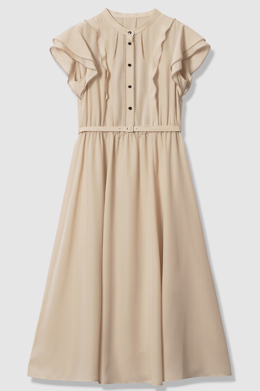 【アナイ/ANAYI】のピコスカラレイヤードスリーブ ワンピース インテリア・キッズ・メンズ・レディースファッション・服の通販 founy(ファニー) 　ファッション　Fashion　レディースファッション　Fashion for Women　ワンピース　Dresses　チュニック　Tunic Tops & Dresses　エレガント 上品　Elegant　ジャケット　Jacket, Outerwear　スカラップ　Scallop, Scalloped Edge　スリーブ　Sleeve, Long Sleeve / Short Sleeve　チュニック　Tunic, Long Top　フレア　Flare, Flared　フレンチ　French, French Style　ロング　Long, Long-Length　新作・新入荷　New Arrivals / New In　ベージュ|ID: prp329100004885559 ipo3291000000036472247