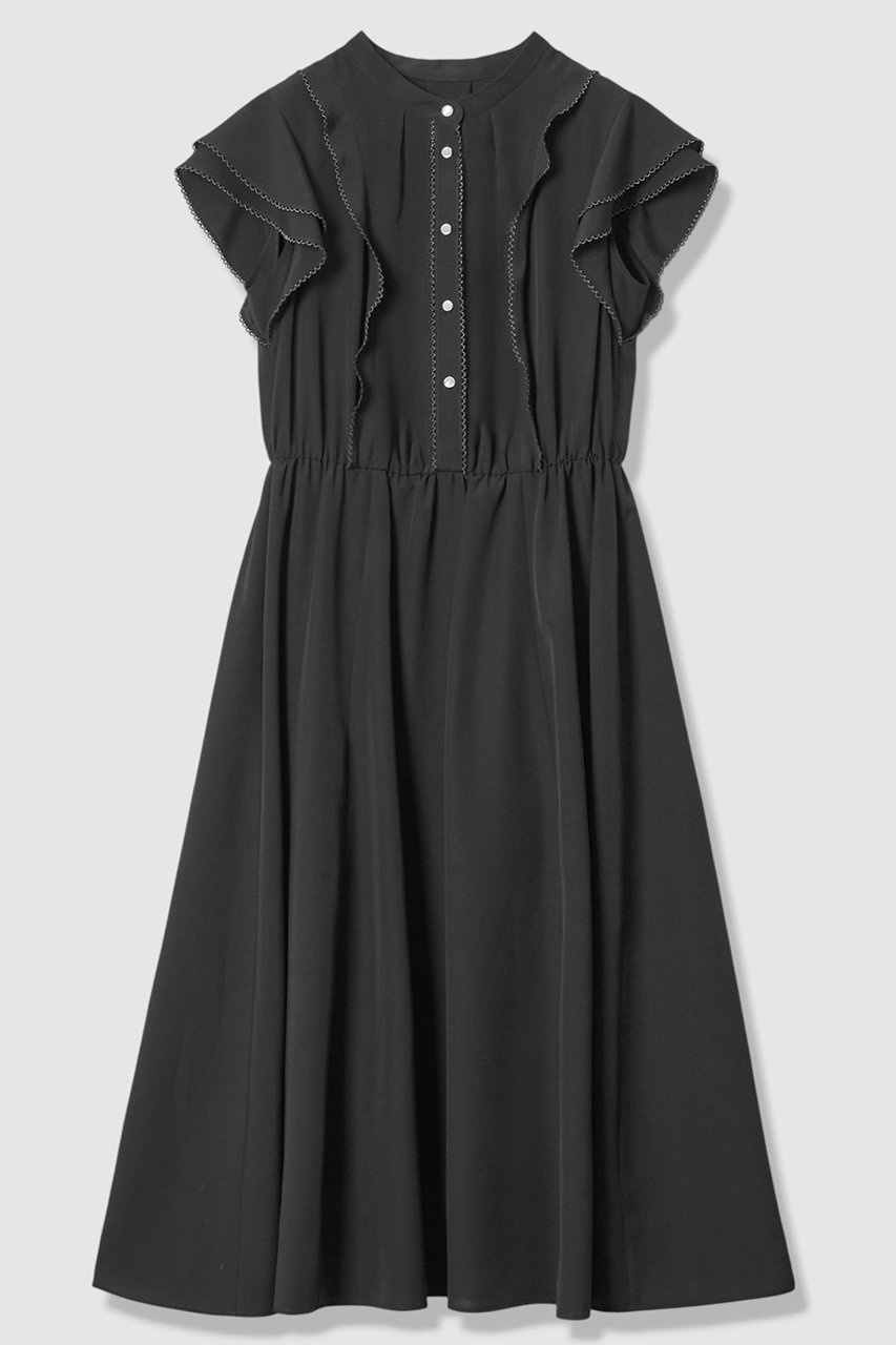 【アナイ/ANAYI】のピコスカラレイヤードスリーブ ワンピース インテリア・キッズ・メンズ・レディースファッション・服の通販 founy(ファニー) 　ファッション　Fashion　レディースファッション　Fashion for Women　ワンピース　Dresses　チュニック　Tunic Tops & Dresses　エレガント 上品　Elegant　ジャケット　Jacket, Outerwear　スカラップ　Scallop, Scalloped Edge　スリーブ　Sleeve, Long Sleeve / Short Sleeve　チュニック　Tunic, Long Top　フレア　Flare, Flared　フレンチ　French, French Style　ロング　Long, Long-Length　新作・新入荷　New Arrivals / New In　ブラック|ID: prp329100004885559 ipo3291000000036472251