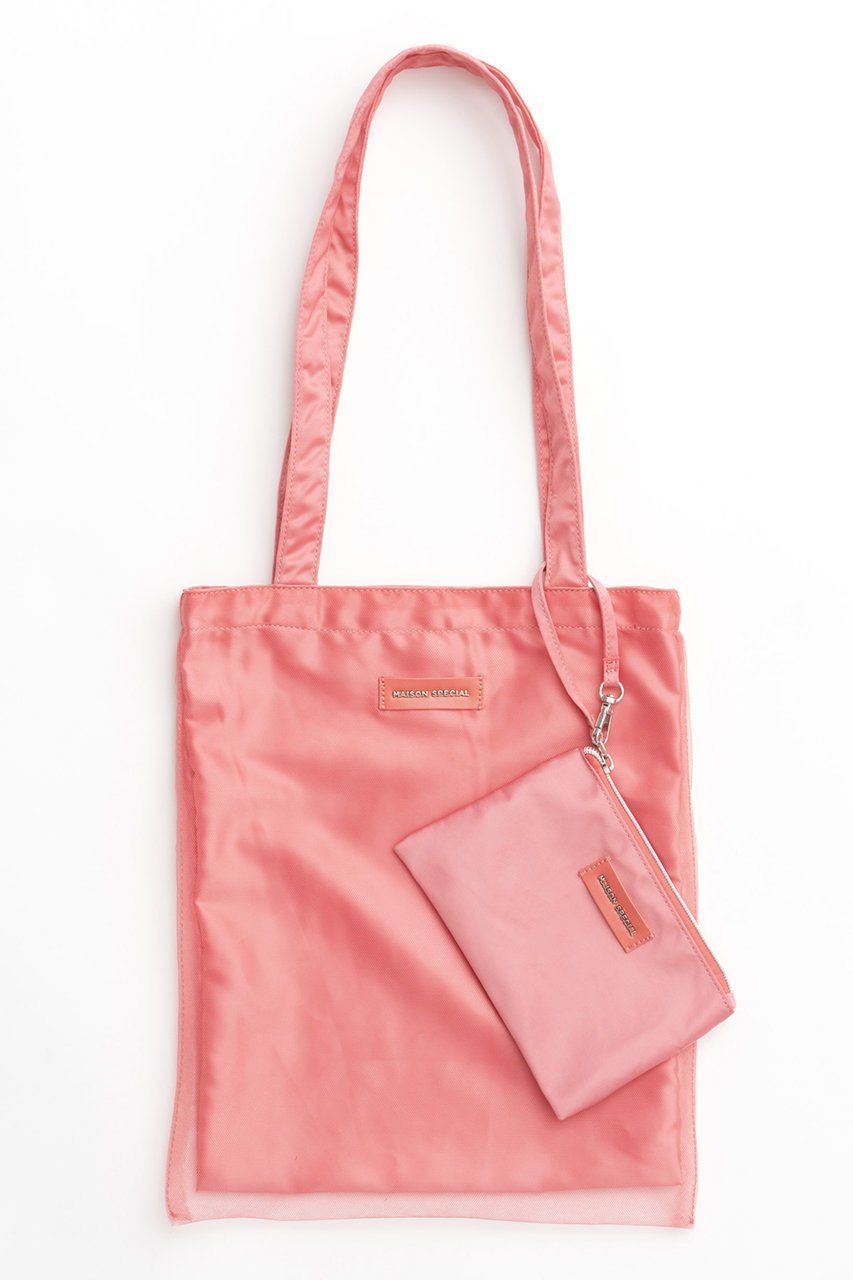 【メゾンスペシャル/MAISON SPECIAL】のTulle Combination Tote Bag/チュールコンビトートバッグ インテリア・キッズ・メンズ・レディースファッション・服の通販 founy(ファニー) 　ファッション　Fashion　レディースファッション　Fashion for Women　バッグ　Bags　コンビ　Combo, Combination Style　シンプル　Simple, Minimal　チュール　Tulip, Tulip Motif　ドット　Polka Dot, Dot Pattern　ポーチ　Pouch, Small Case　PNK(ピンク)|ID: prp329100004885740 ipo3291000000036473654