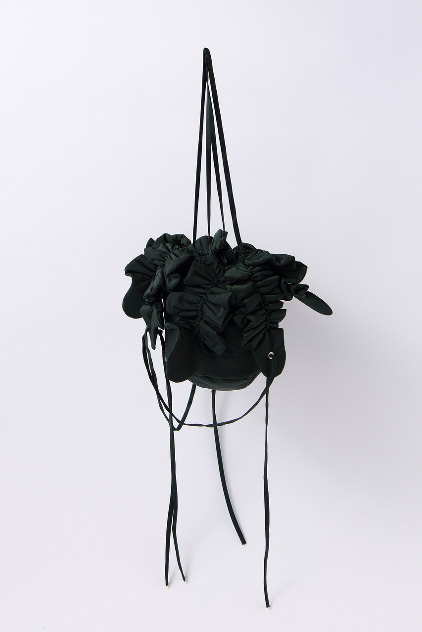 【エンフォルド/ENFOLD】のFlower Bag/バッグ インテリア・キッズ・メンズ・レディースファッション・服の通販 founy(ファニー) 　ファッション　Fashion　レディースファッション　Fashion for Women　バッグ　Bags　エレガント 上品　Elegant　ギャザー　Gathered, Ruffled　フラワー　Flower, Floral　モチーフ　Motif, Design Theme　リップ　Lip, Lip Motif　巾着　Drawstring Bag, Kinchaku　財布　Wallet, Purse　ダークグリーン|ID: prp329100004885780 ipo3291000000036474041