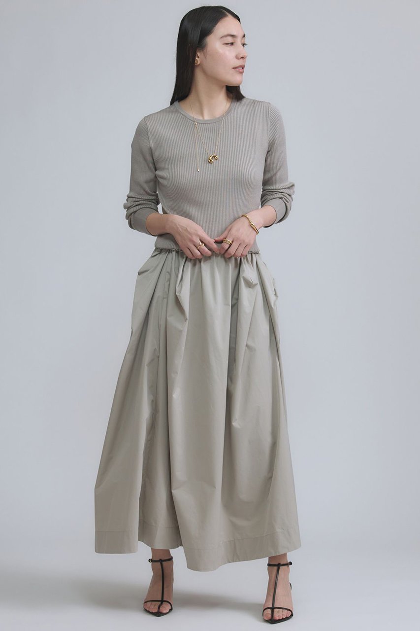 【カオス/Chaos】のエルヴァンワンピース インテリア・キッズ・メンズ・レディースファッション・服の通販 founy(ファニー) 　ファッション　Fashion　レディースファッション　Fashion for Women　ワンピース　Dresses　チュニック　Tunic Tops & Dresses　エレガント 上品　Elegant　ギャザー　Gathered, Ruffled　チュニック　Tunic, Long Top　ドッキング　Docking, Mixed Material　バランス　Balance, Style Balance　フィット　Fit, Slim Fit　ロング　Long, Long-Length　グレー|ID: prp329100004885838 ipo3291000000036474599