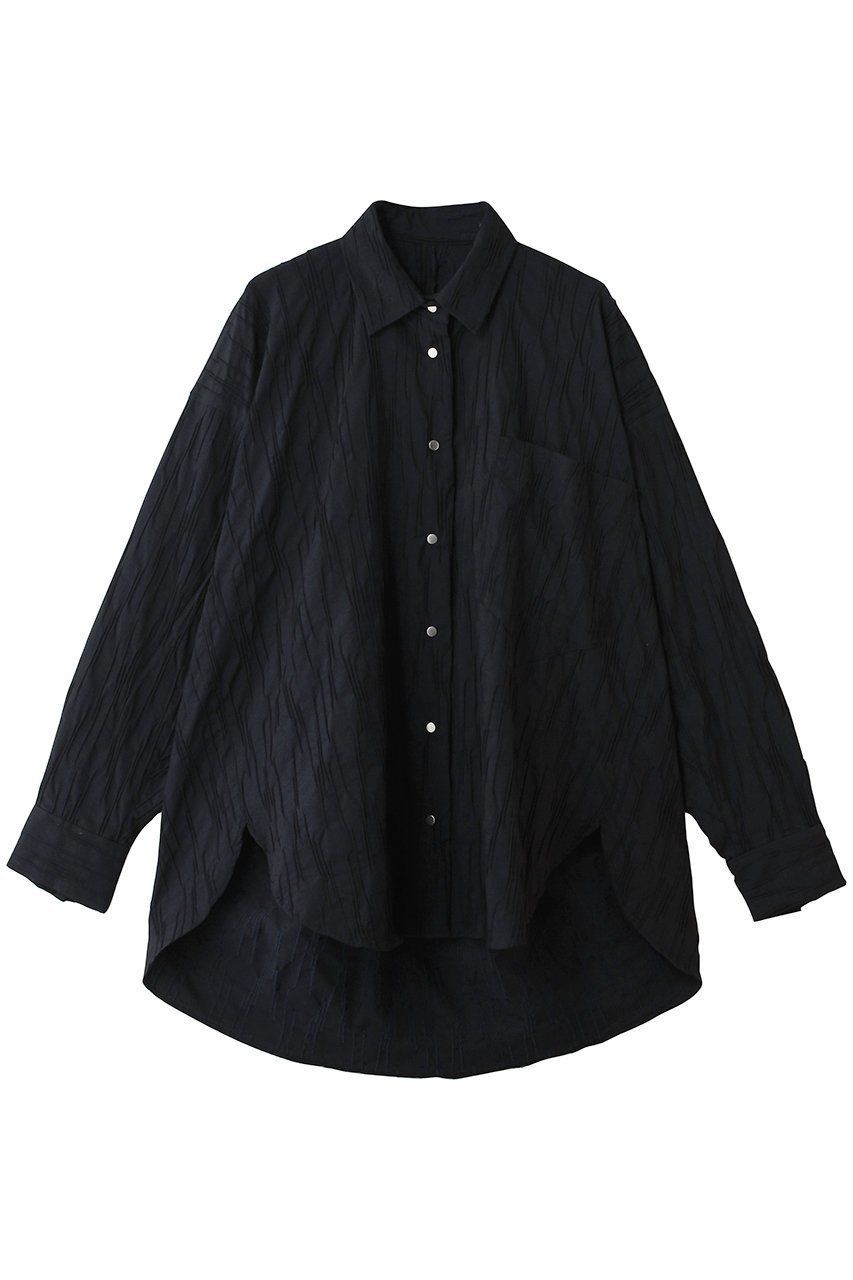 【リムアーク/RIM.ARK】のTuck pleats back volume SH/シャツ インテリア・キッズ・メンズ・レディースファッション・服の通販 founy(ファニー) 　ファッション　Fashion　レディースファッション　Fashion for Women　トップス・カットソー　Cut & Sew Tops　シャツ・ブラウス・オフィスカジュアル　Elegant Blouses & Button-Ups　シンプル　Simple, Minimal　スリーブ　Sleeve, Long Sleeve / Short Sleeve　モダン　Modern, Contemporary　リュクス　Luxury, Elegant, High-End, Chic　ロング　Long, Long-Length　定番　Standard, Basic Item　ネイビー|ID: prp329100004885869 ipo3291000000036475099