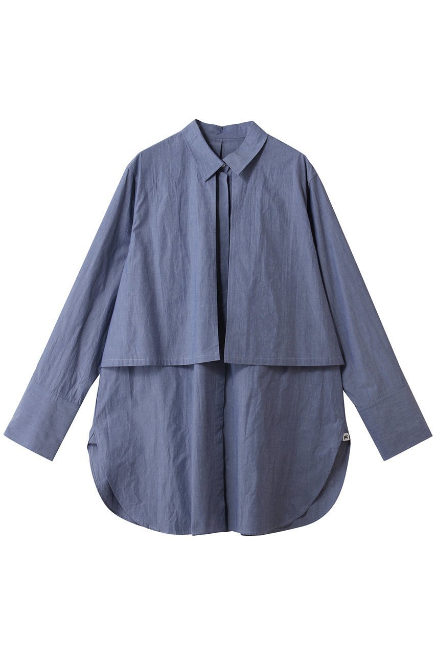 【ハー/HER.】のレイヤードデザインシャツ インテリア・キッズ・メンズ・レディースファッション・服の通販 founy(ファニー) 　ファッション　Fashion　レディースファッション　Fashion for Women　トップス・カットソー　Cut & Sew Tops　シャツ・ブラウス・オフィスカジュアル　Elegant Blouses & Button-Ups　おすすめ　Recommended / Our Picks　スリーブ　Sleeve, Long Sleeve / Short Sleeve　ダンガリー　Dungaree, Chambray　パッチ　Patch, Appliqué　ベーシック　Basic, Essential　レギュラー　Regular, Standard Fit　ロング　Long, Long-Length　ブルー|ID: prp329100004885928 ipo3291000000036476099