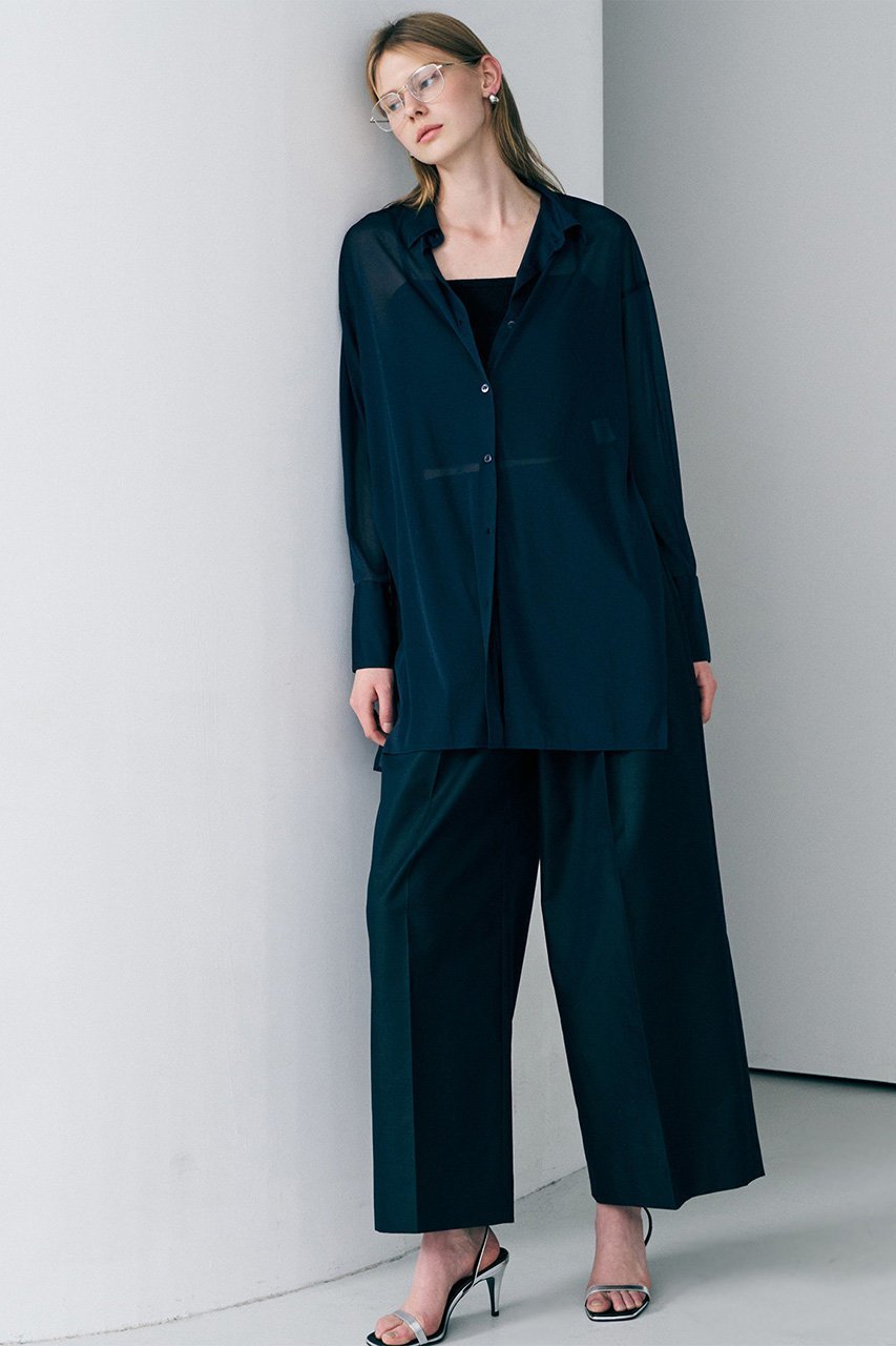 【アンクレイヴ/uncrave】のトリコットシフォン ロングシャツ 人気、トレンドファッション・服の通販 founy(ファニー) 　ファッション　Fashion　レディースファッション　Fashion for Women　トップス・カットソー　Cut & Sew Tops　シャツ・ブラウス・オフィスカジュアル　Elegant Blouses & Button-Ups　ギャザー　Gathered, Ruffled　シアー　Sheer, See-Through　シフォン　Chiffon, Lightweight Fabric　ストレッチ　Stretch, Stretchy Fabric　スリット　Slit, Slit Detail　スリーブ　Sleeve, Long Sleeve / Short Sleeve　ロング　Long, Long-Length　エレガント 上品　Elegant　other-7|ID: prp329100004885944 ipo3291000000036476265