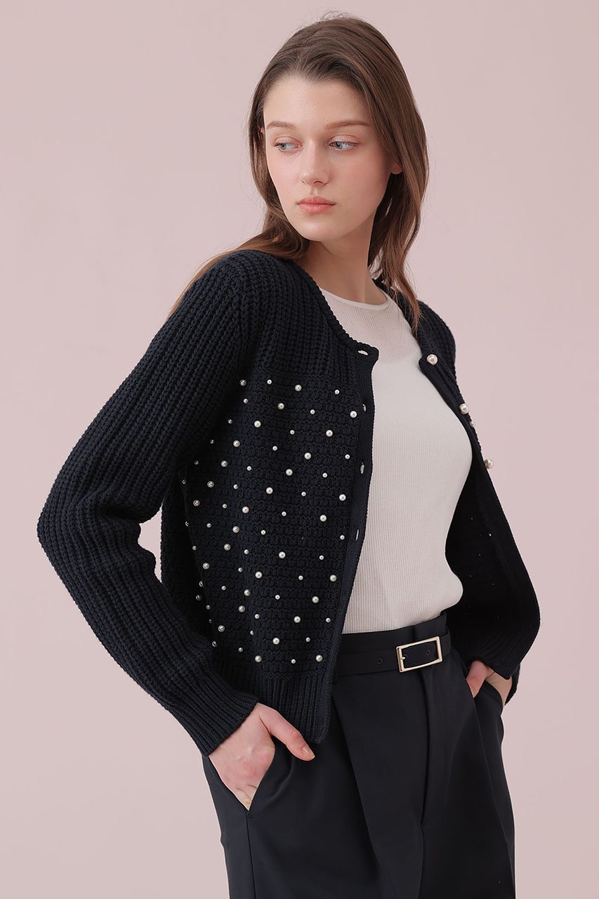 【アナイ/ANAYI】のパールスタッズカーディガン 人気、トレンドファッション・服の通販 founy(ファニー) 　ファッション　Fashion　レディースファッション　Fashion for Women　トップス・カットソー　Cut & Sew Tops　ニット　Knit Tops & Sweaters　カーディガン・羽織り　Layered Style Cardigans　カーディガン　Cardigan, Knitwear　コンパクト　Compact, Small Size　ストライプ　Stripe, Striped Pattern　スリーブ　Sleeve, Long Sleeve / Short Sleeve　ベーシック　Basic, Essential　ロング　Long, Long-Length　エレガント 上品　Elegant　再入荷　Restock / Back in Stock　other-7|ID: prp329100004885963 ipo3291000000036476436