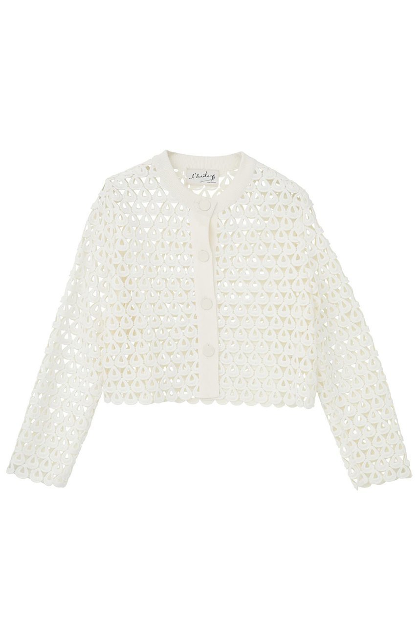 【マルティニーク/martinique】の【l heritage martinique】クロッシェ風レースカーディガン インテリア・キッズ・メンズ・レディースファッション・服の通販 founy(ファニー) 　ファッション　Fashion　レディースファッション　Fashion for Women　トップス・カットソー　Cut & Sew Tops　ニット　Knit Tops & Sweaters　カーディガン・羽織り　Layered Style Cardigans　おすすめ　Recommended / Our Picks　オケージョン　Occasion Wear　カーディガン　Cardigan, Knitwear　ジャケット　Jacket, Outerwear　メタル　Metal, Metal Parts　レース　Lace, Lace Fabric　ホワイト|ID: prp329100004885992 ipo3291000000036476769