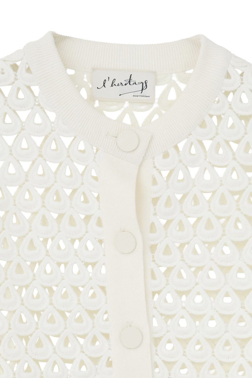 【マルティニーク/martinique】の【l heritage martinique】クロッシェ風レースカーディガン 人気、トレンドファッション・服の通販 founy(ファニー) 　ファッション　Fashion　レディースファッション　Fashion for Women　トップス・カットソー　Cut & Sew Tops　ニット　Knit Tops & Sweaters　カーディガン・羽織り　Layered Style Cardigans　おすすめ　Recommended / Our Picks　オケージョン　Occasion Wear　カーディガン　Cardigan, Knitwear　ジャケット　Jacket, Outerwear　メタル　Metal, Metal Parts　レース　Lace, Lace Fabric　other-3|ID: prp329100004885992 ipo3291000000036476774