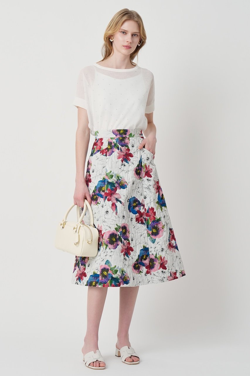 【アナイ/ANAYI】のふくれフラワージャガードフレアスカート 人気、トレンドファッション・服の通販 founy(ファニー) 　ファッション　Fashion　レディースファッション　Fashion for Women　スカート　Skirts　Aライン・フレアスカート　A-Line & Flared Skirts　おすすめ　Recommended / Our Picks　イタリア　Italy　ジャカード／ジャガード　Jacquard, Woven Pattern　スペシャル　Special, Limited Edition　ポケット　Pocket, Pocket Detail　ラグジュアリー　Luxury, Elegant　other-6|ID: prp329100004885993 ipo3291000000036476796