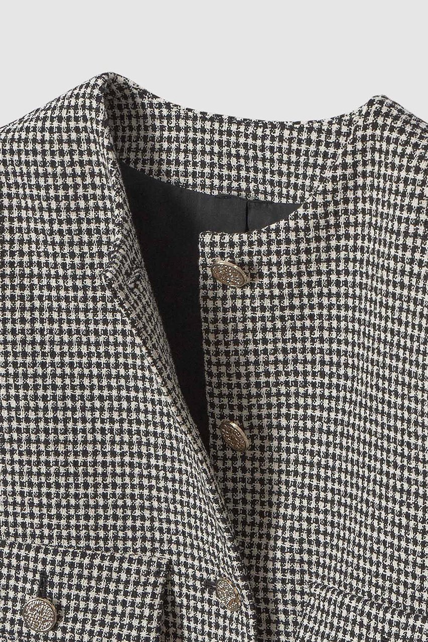 【アナイ/ANAYI】の【セットアップ対象商品】ドビーツイードノーカラーブルゾン 人気、トレンドファッション・服の通販 founy(ファニー) 　ファッション　Fashion　レディースファッション　Fashion for Women　アウター　Coat / Outerwear Collection　レディースジャケット・軽アウター　Jackets　ブルゾンジャケット・スポーティアウター　Blouson Jackets　エレガント 上品　Elegant　ショート　Short, Short Length　ジャケット　Jacket, Outerwear　セットアップ　Set-Up, Coordinated Outfit　チェック　Check, Plaid, Tartan　ツイード　Twill, Twill Weave　バランス　Balance, Style Balance　ブルゾン　Blouson, Bomber Jacket　再入荷　Restock / Back in Stock　春　Spring　other-3|ID: prp329100004885996 ipo3291000000036476811