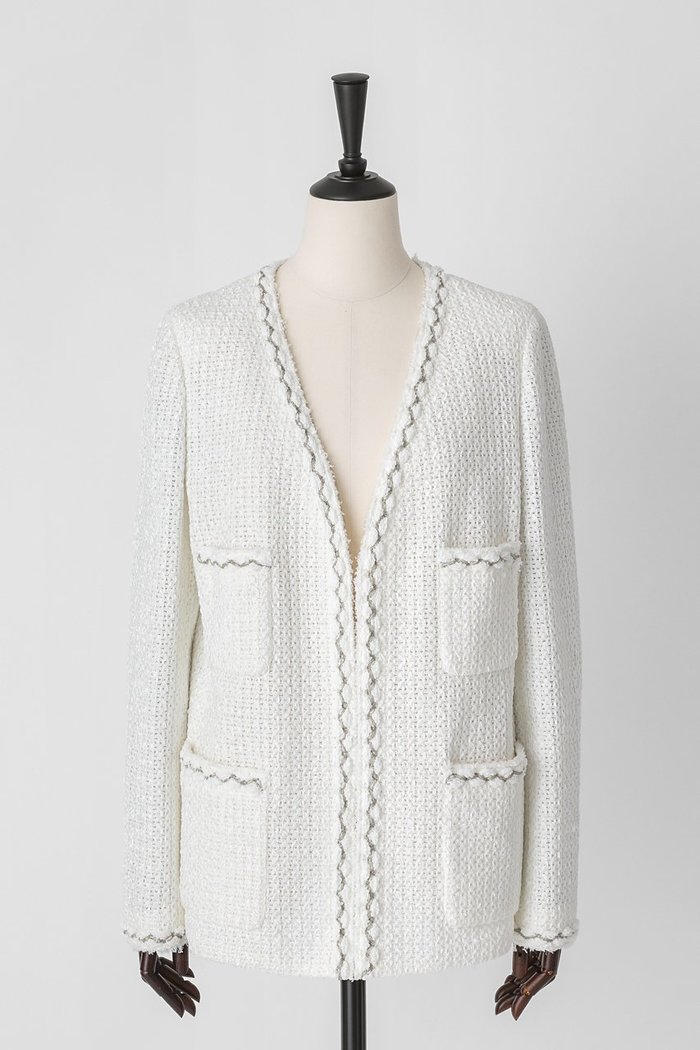 【オーヴィル/EAUVIRE】のノーカラージャケット インテリア・キッズ・メンズ・レディースファッション・服の通販 founy(ファニー) https://founy.com/ ファッション Fashion レディースファッション Fashion for Women アウター Coat / Outerwear Collection レディースジャケット・軽アウター Jackets ノーカラージャケット / シンプル上品コーデ Collarless Jackets おすすめ Recommended / Our Picks エレガント 上品 Elegant ジャケット Jacket, Outerwear ツイード Twill, Twill Weave デニム Denim, Jeans Material ブレード Braid, Decorative Trim ポケット Pocket, Pocket Detail リラックス Relax, Relaxed Fit |ID: prp329100004886023 ipo3291000000036807584