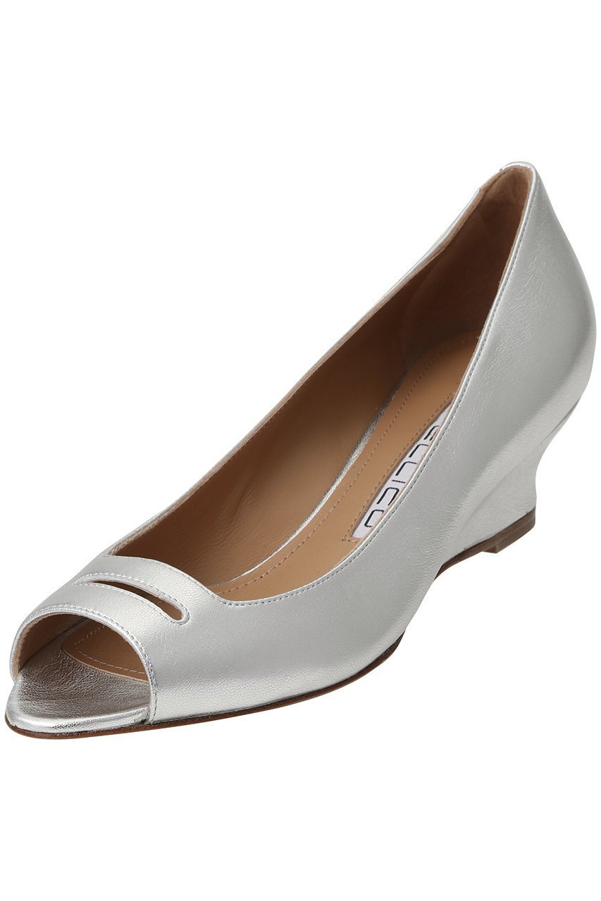 【ペリーコ/PELLICO】のANELLI ドット柄オープントゥウェッジヒールパンプス インテリア・キッズ・メンズ・レディースファッション・服の通販 founy(ファニー) 　ファッション　Fashion　レディースファッション　Fashion for Women　オープントゥ　Open Toe Shoes　ドット　Polka Dot, Dot Pattern　シルバー|ID: prp329100004886030 ipo3291000000036477336