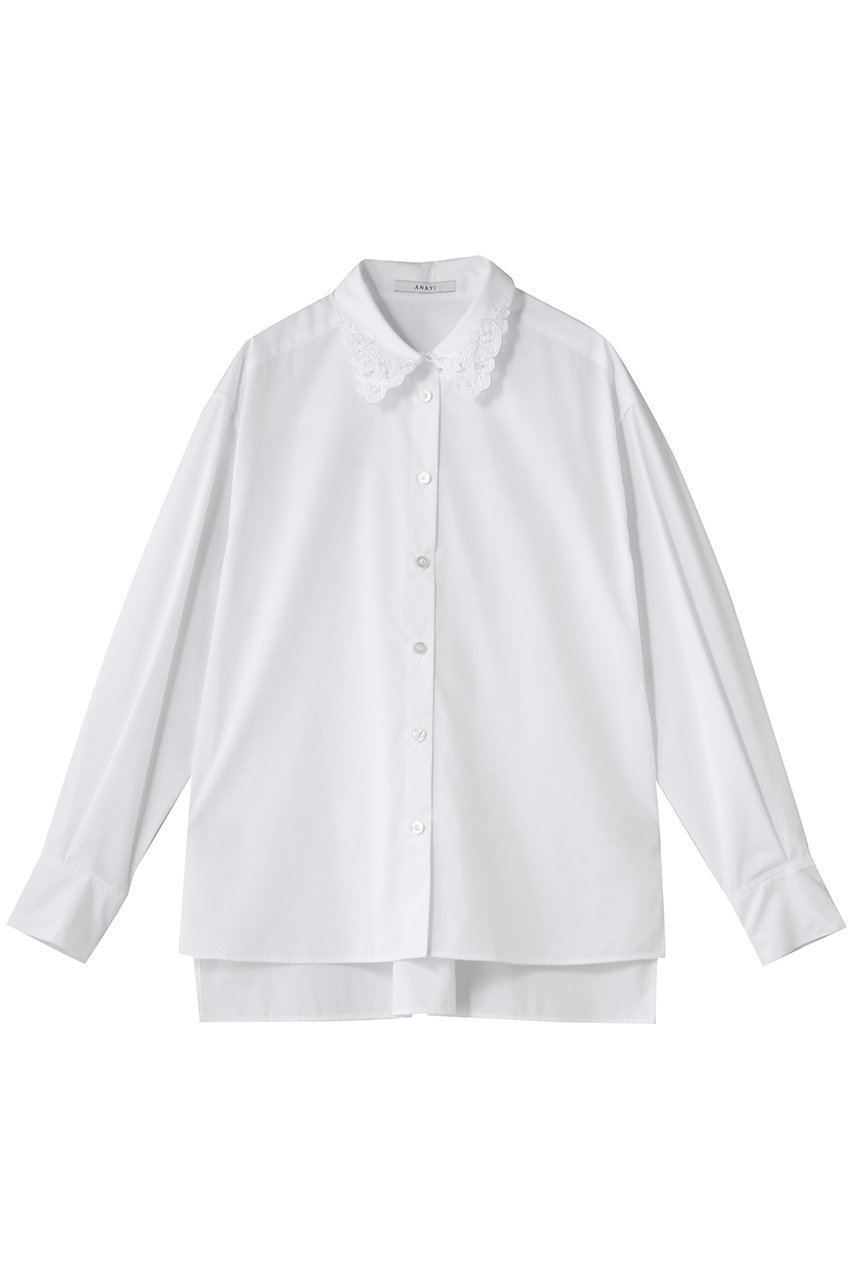 【アナイ/ANAYI】のコットンブロード衿刺繍シャツ インテリア・キッズ・メンズ・レディースファッション・服の通販 founy(ファニー) 　ファッション　Fashion　レディースファッション　Fashion for Women　トップス・カットソー　Cut & Sew Tops　シャツ・ブラウス・オフィスカジュアル　Elegant Blouses & Button-Ups　おすすめ　Recommended / Our Picks　インナー　Innerwear　ジャケット　Jacket, Outerwear　ストライプ　Stripe, Striped Pattern　スリーブ　Sleeve, Long Sleeve / Short Sleeve　ブロード　Broadcloth, Fine Cotton　ロング　Long, Long-Length　ホワイト|ID: prp329100004886038 ipo3291000000036477433